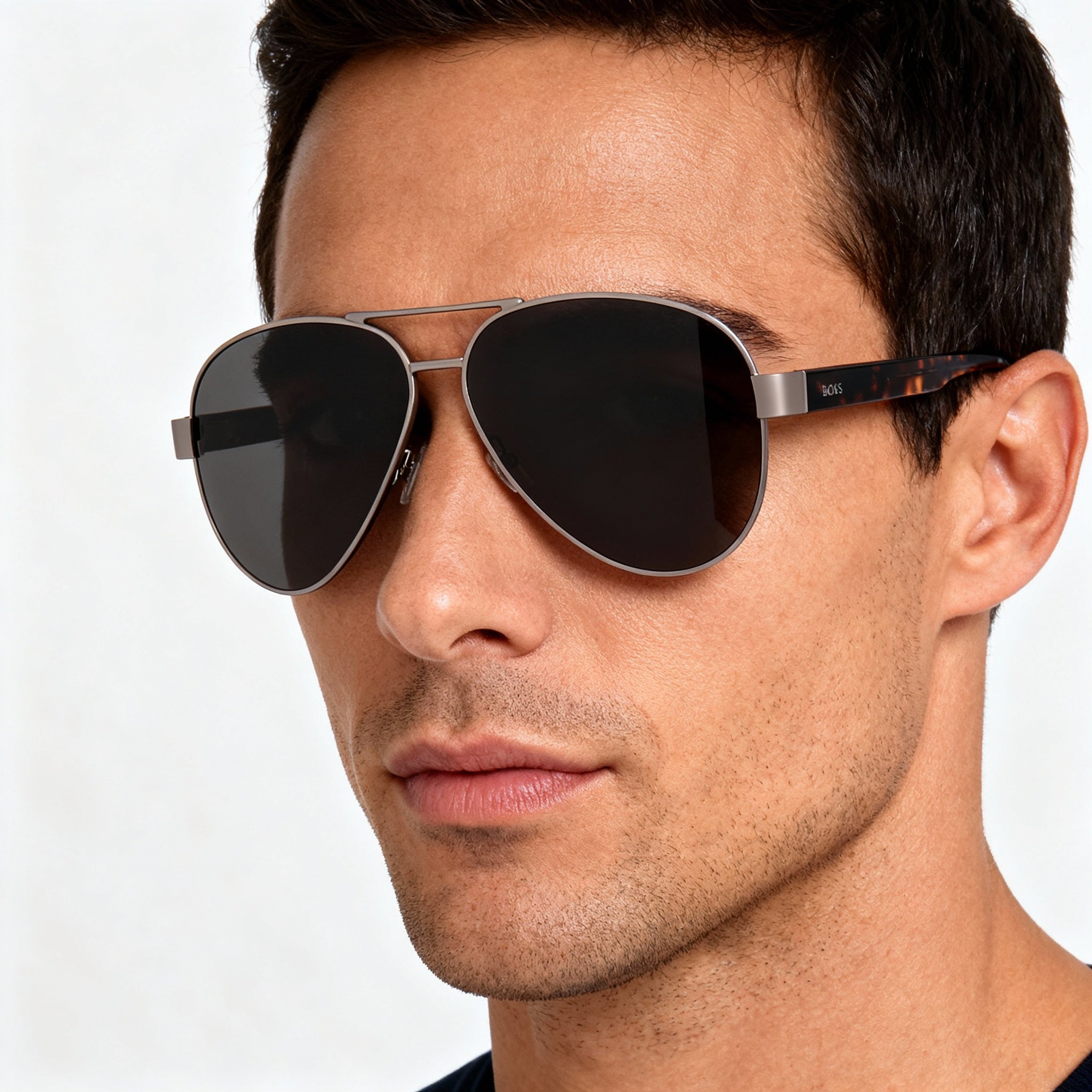 Hugo Boss Boss1560/O/S Men's Pilot Multicoloured Plastic Non-Polarized Gray-Brown Sunglasses 63mm, Photo 5