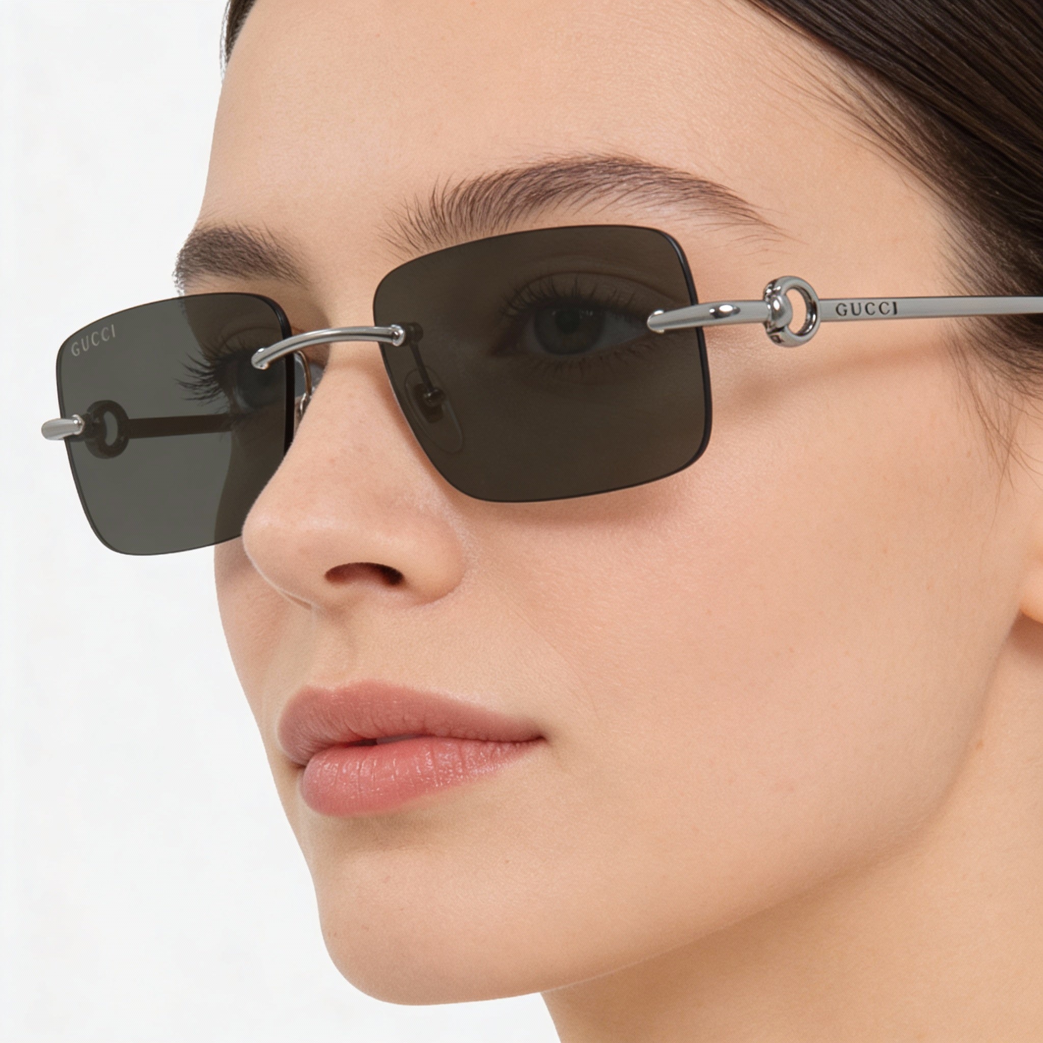 Gucci Casual Women's Ruthenium Grey Acetate Frame Sunglasses with 55mm Lens, 18mm Bridge, 140mm Temple, Photo 4