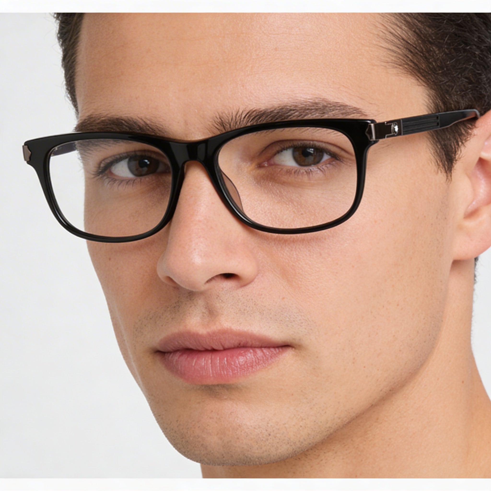 MONTBLANC Established Men's Black Plastic Full Rim Rectangular Rx-Able Eyeglasses with Clear Acetate Lenses 56-18-150, Photo 5