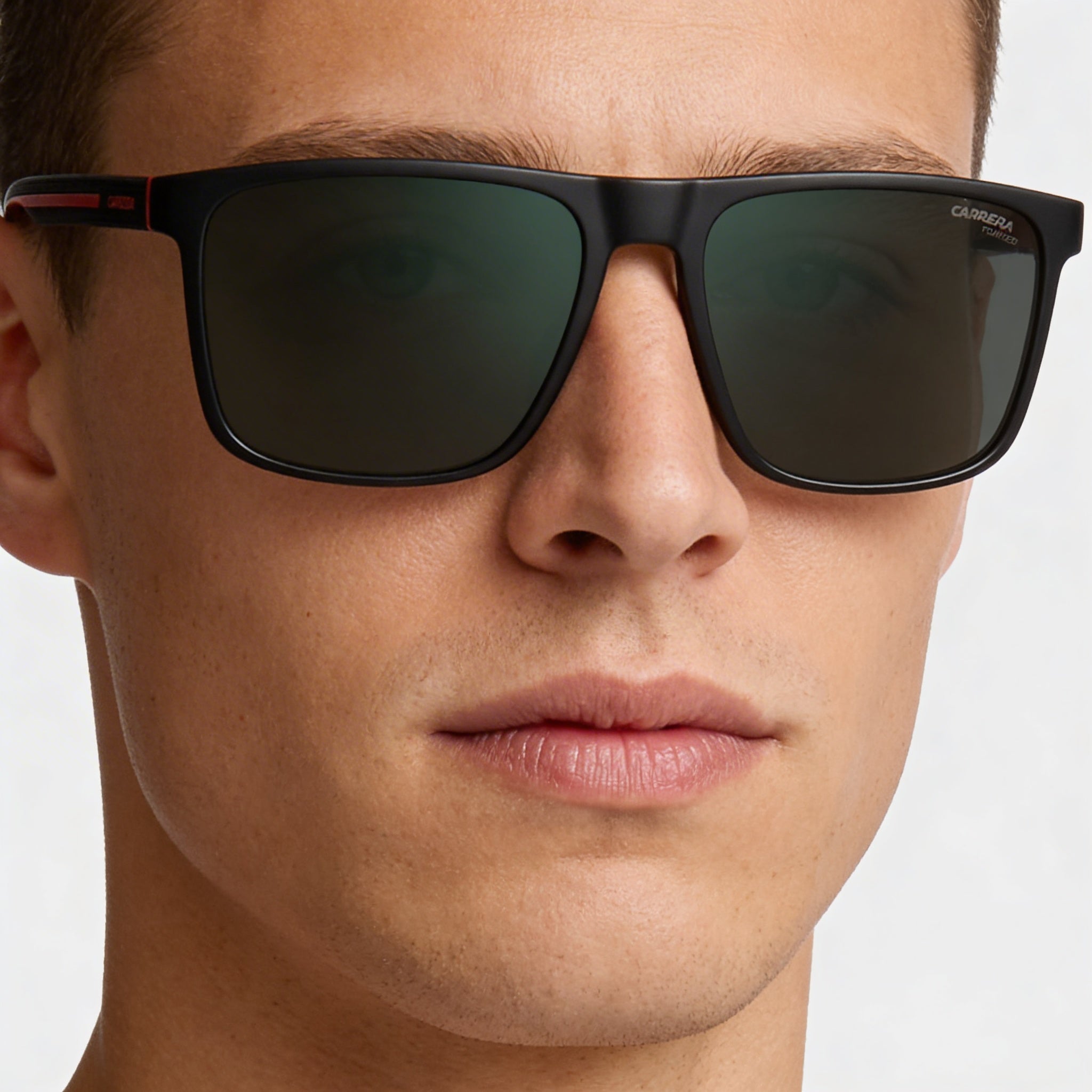 Carrera 8064/S Men's Rectangular Plastic Polarized Sunglasses Black Red Green Grey High Contrast 57mm, Photo 4