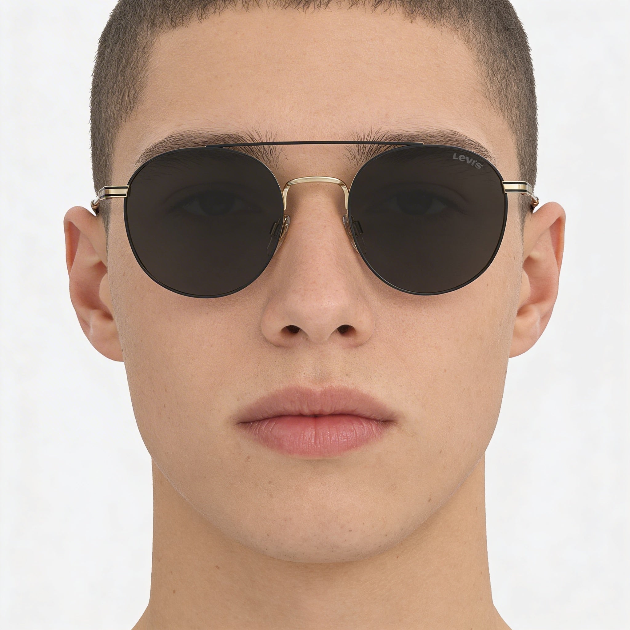 Gafas de sol unisex Levi's Lv 1013/S de acero inoxidable, redondas, doradas y sin polarizar, con protección UV, 54 mm, Photo 5