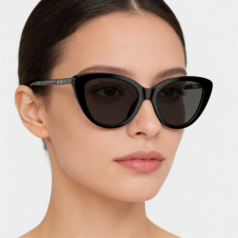 BURBERRY Clásico de Mujer Montura de Acetato Negro Gris Oscuro Lente de Policarbonato Gris Oscuro No Polarizado 55mm