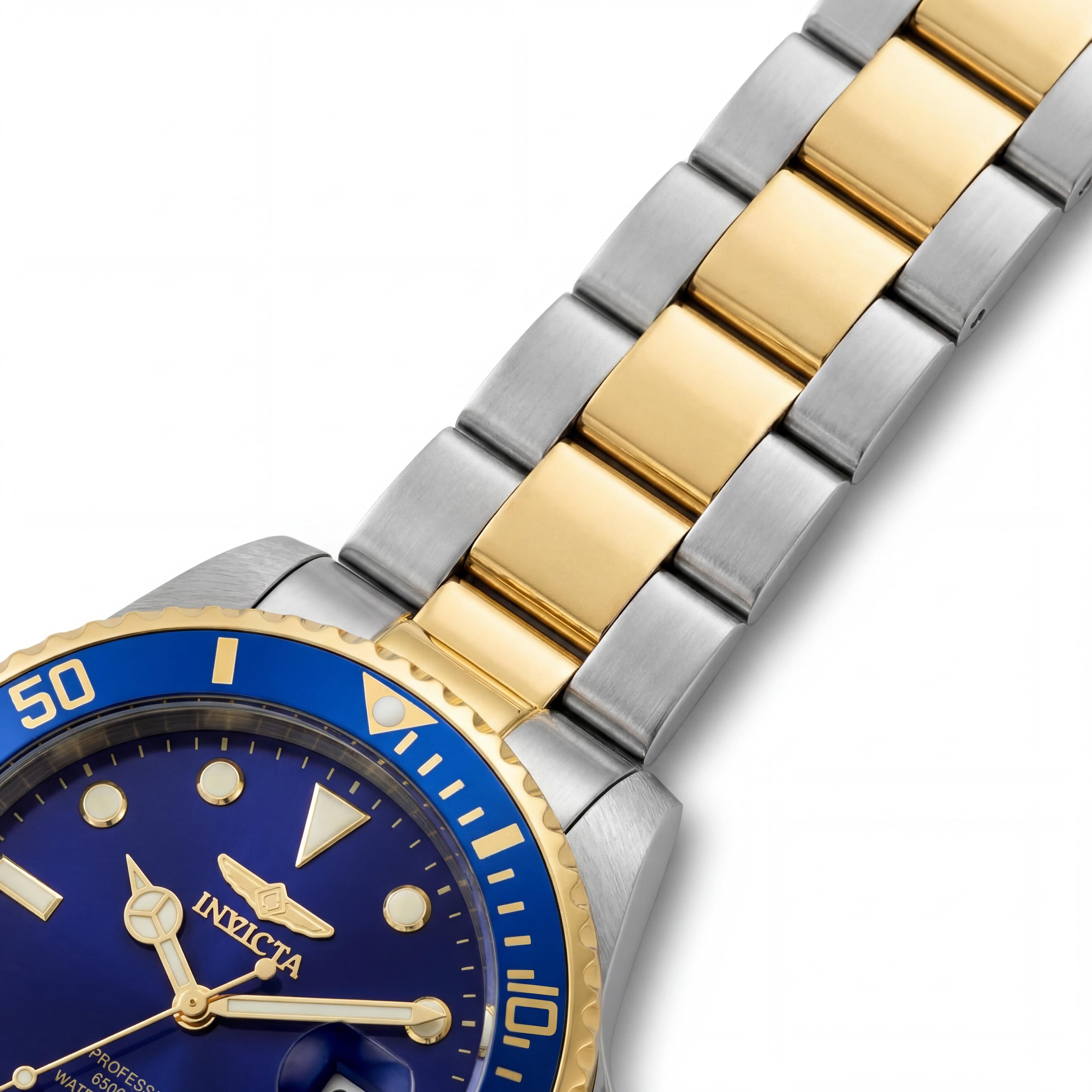 Invicta 33268 Men's Diver Quartz Movement 42mm Two Tone Gold Stainless Steel Blue Dial Watch 200M WR, Photo 3