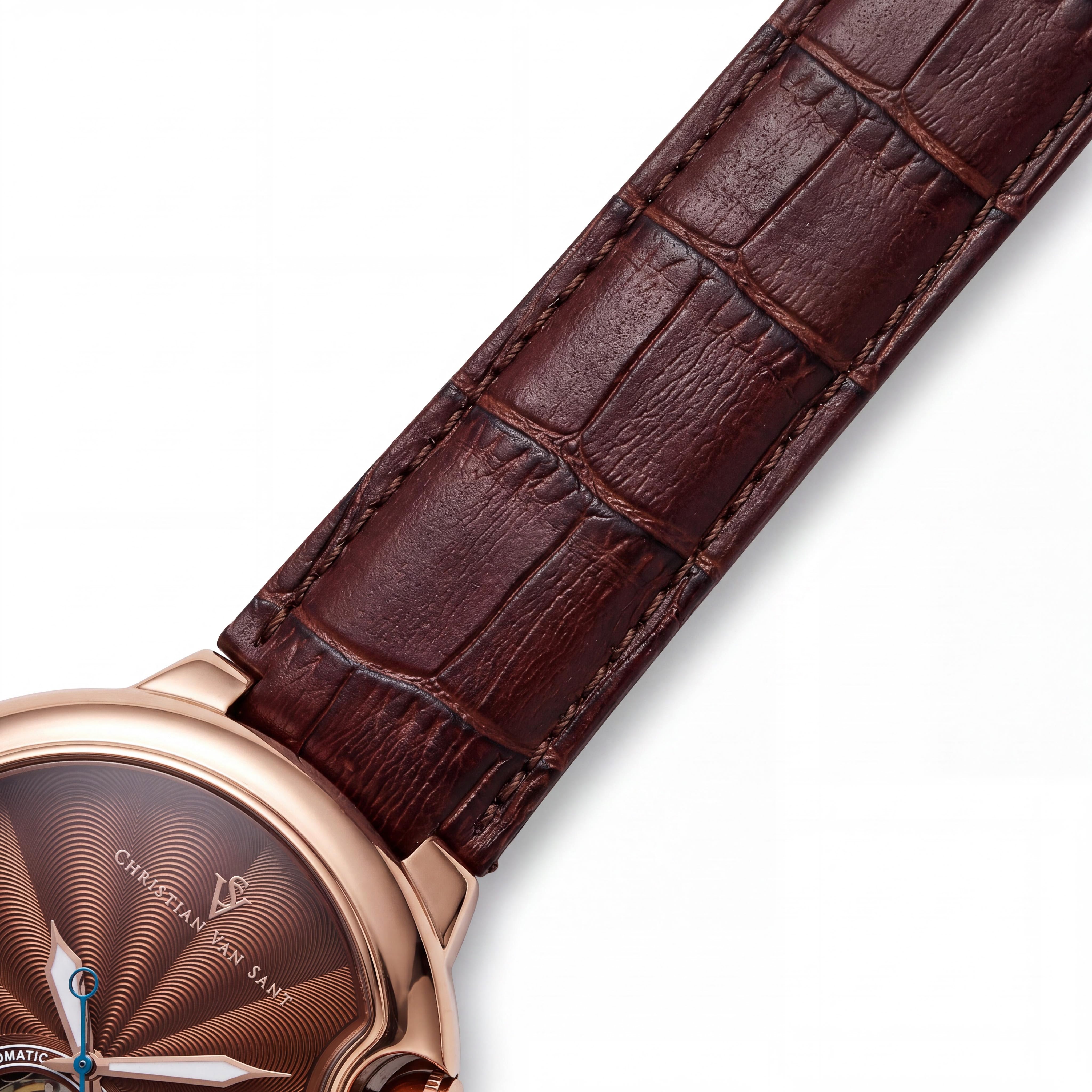 Christian Van Sant CV0144 Cyclone Automatic Men's Brown Dial Automatic Movement Stainless Steel Leather Watch 46mm, Photo 3