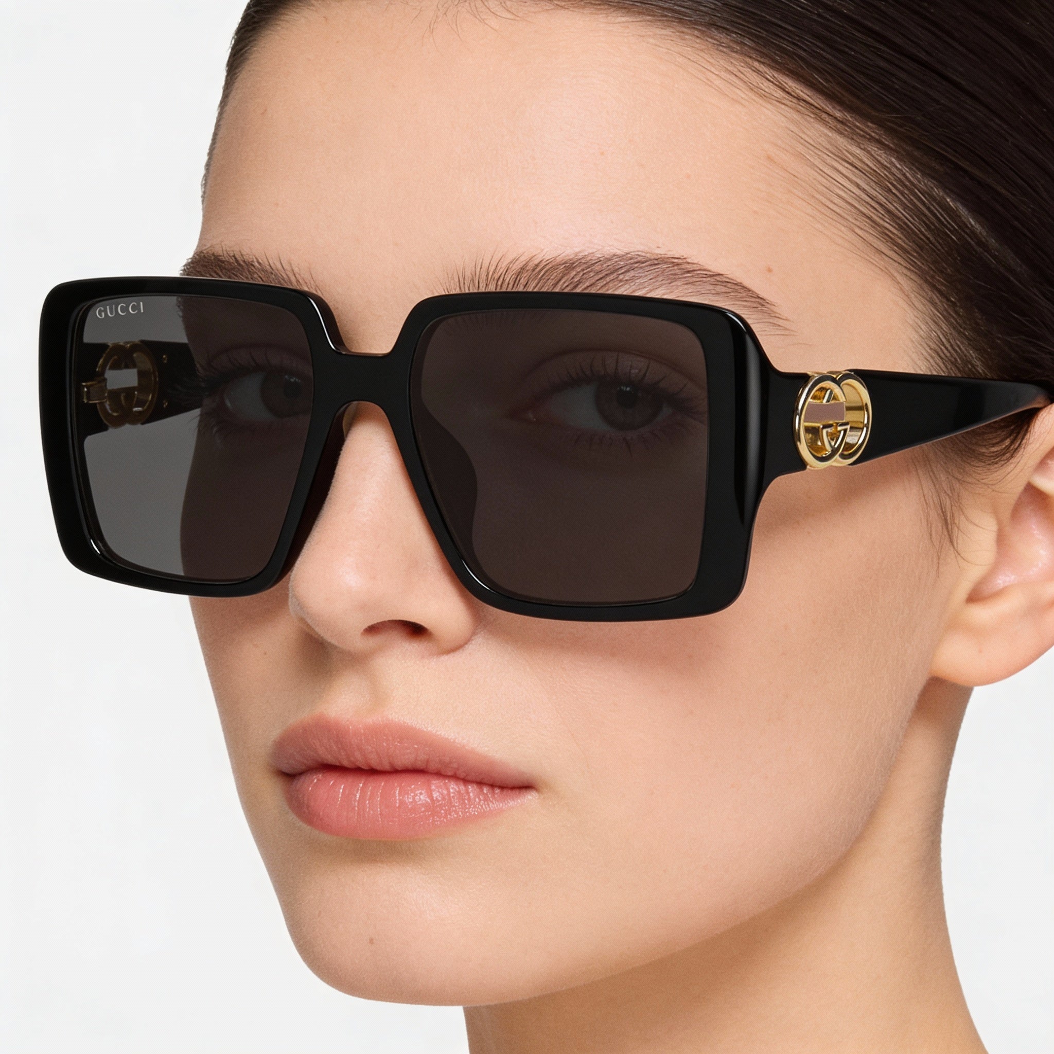 Gucci Women's Classic Black Grey Plastic Frame Sunglasses with Non-Polarized Composite Lenses 54-18-135mm, Photo 5