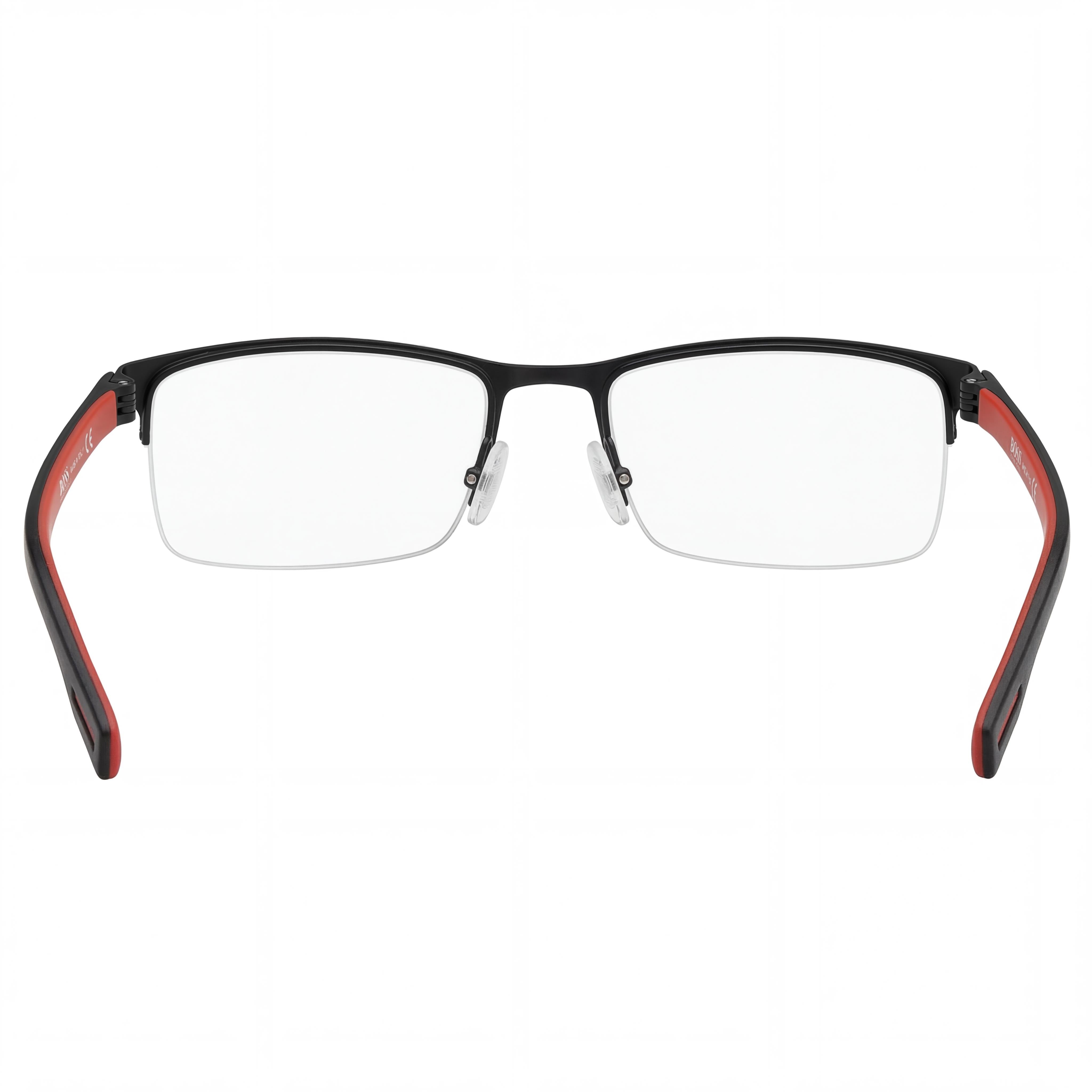Gafas de acetato Hugo Boss 0610/N para hombre, semi al aire, negro mate y rojo, 55, Photo 3