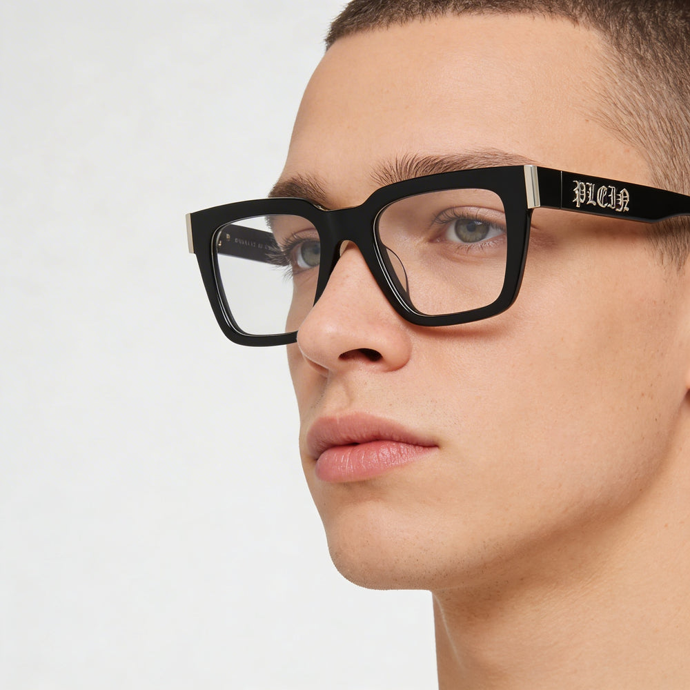 Philipp Plein Vpp112m Men's Shiny Black Prescription Ready Eyeglasses 51mm