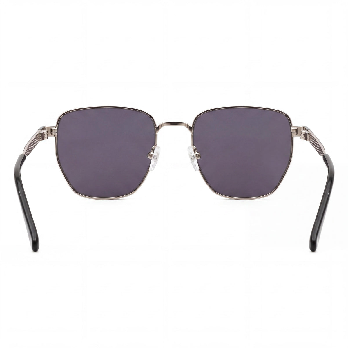 Calvin Klein CK25100SN Gafas de sol cuadradas de metal para mujer, montura negra mate, lentes grises, 100% UV, 53 mm, Photo 4