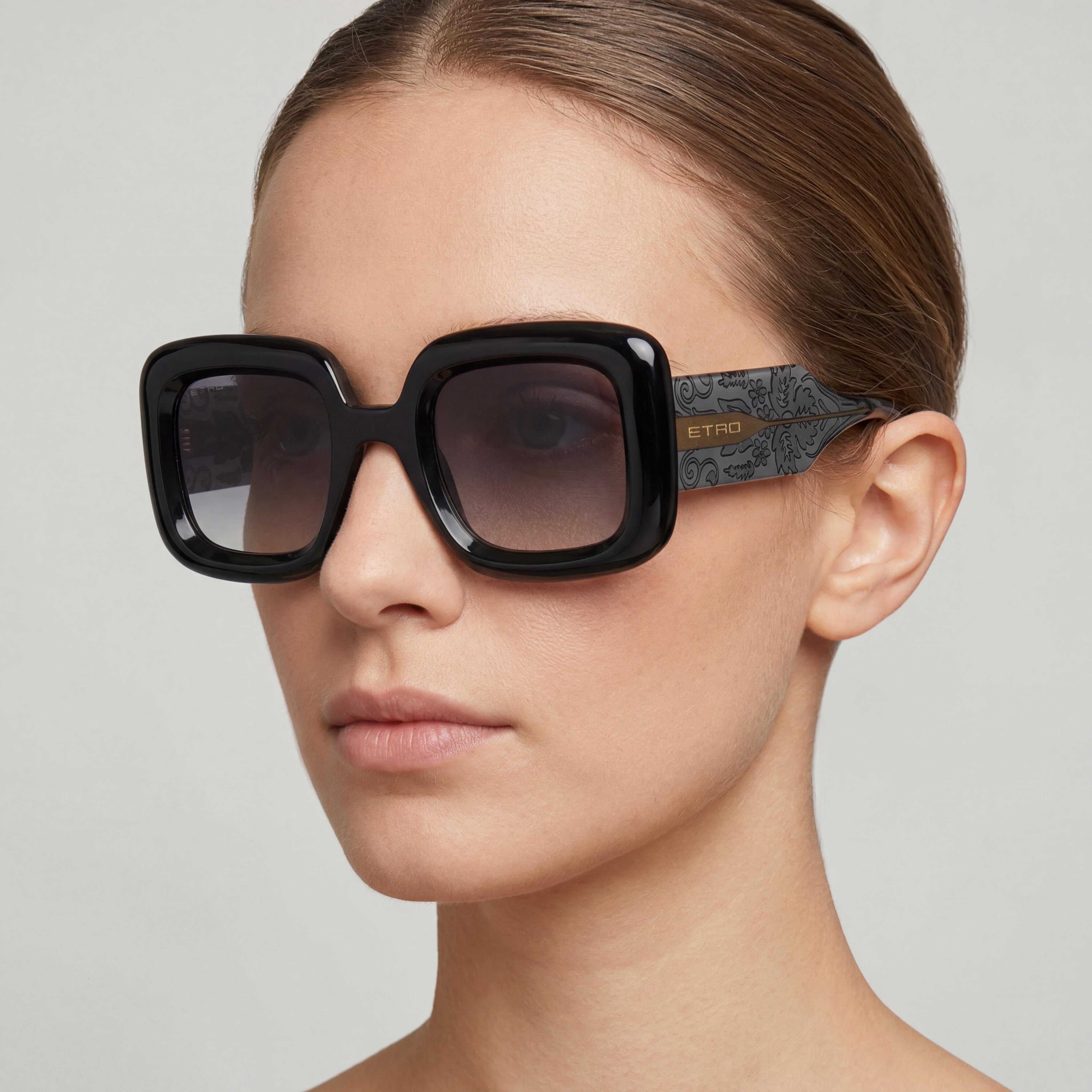 Etro Casual Women's Grey Polyamide Frame Non-Polarized Dark Grey Shaded Sunglasses 48-29-145mm, Photo 4