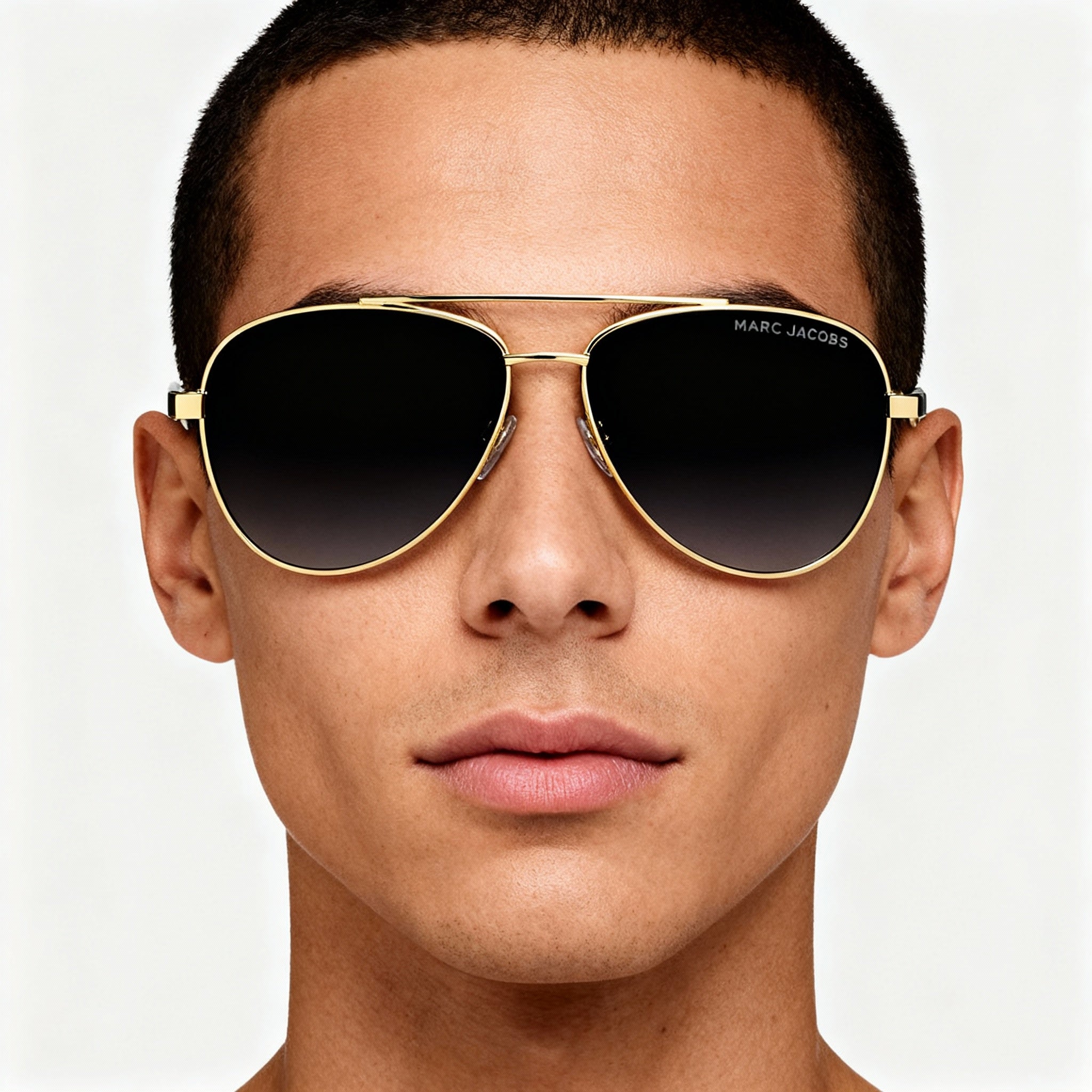 Marc Jacobs Marc 760/S Unisex Metal Aviator Sunglasses Gold Black Frame, Dark Grey Shaded Non-Polarized Lens 60-14-140, Photo 4