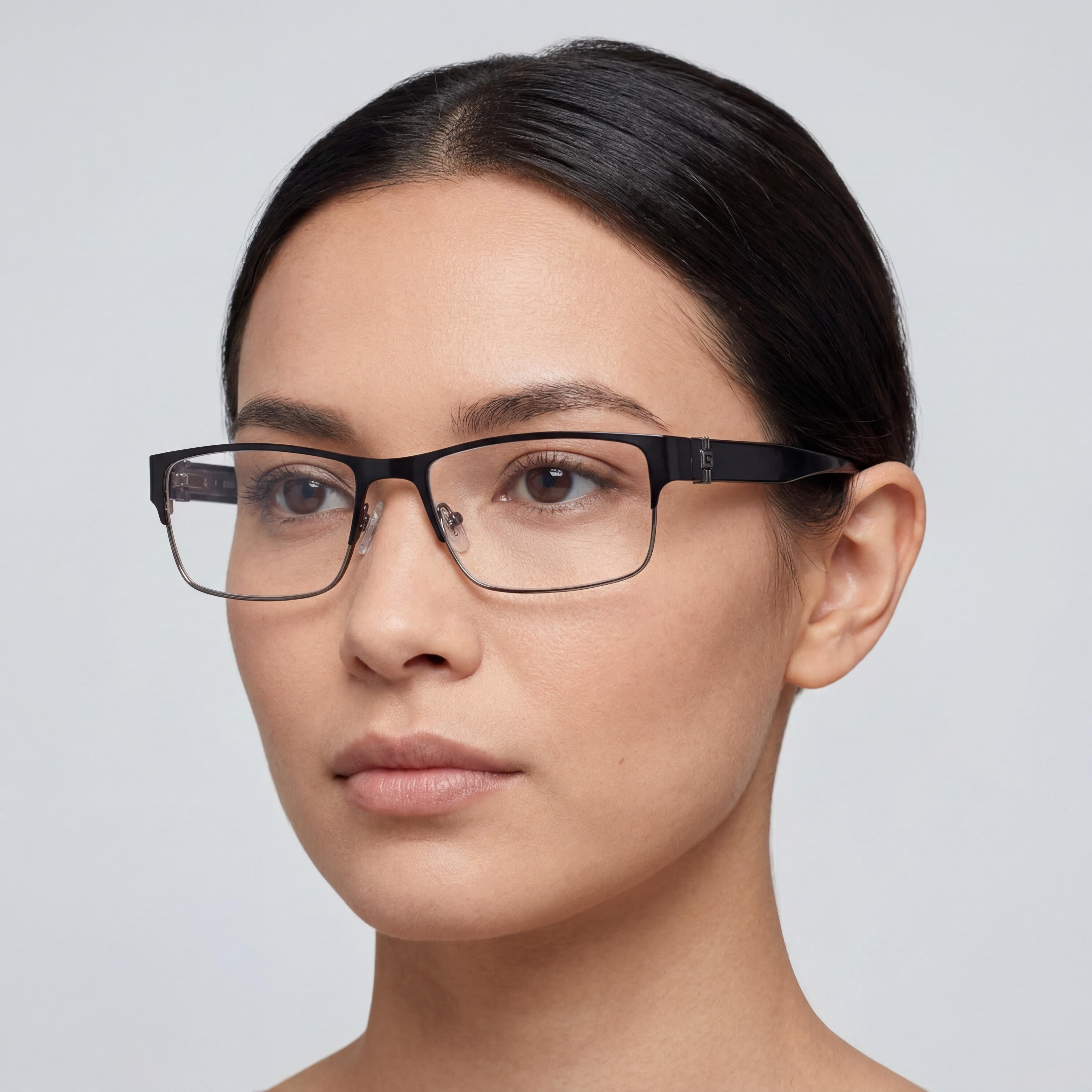 GUESS Modern Women's Matte Black Metal Eyeglasses with Clear Lenses - Frame Size 56-17-145mm, Photo 4