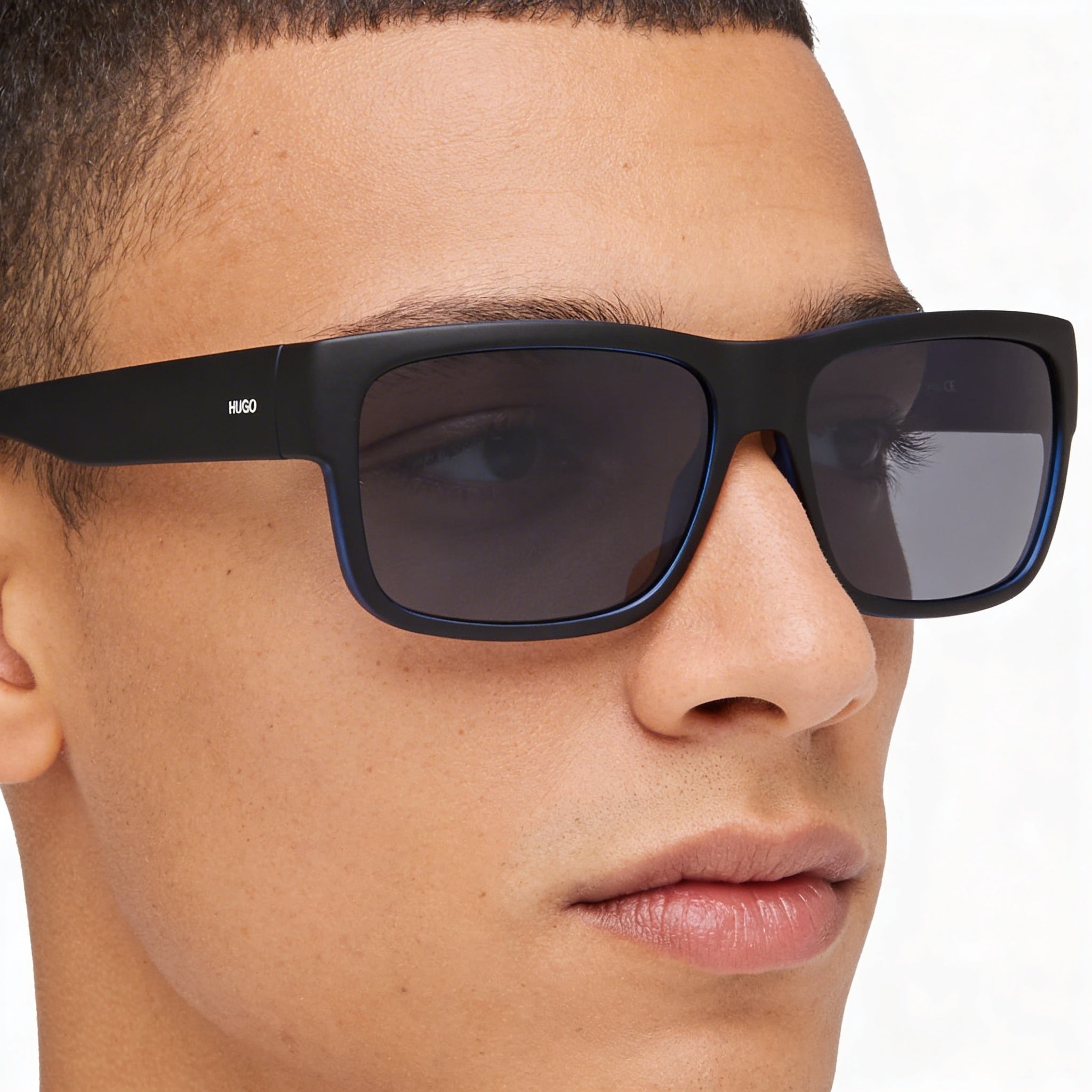Hugo Boss HG0176/S Men's Matte Black Blue Polyamide Non-Polarized Sunglasses, UV Protection, 58mm Lens, Photo 4