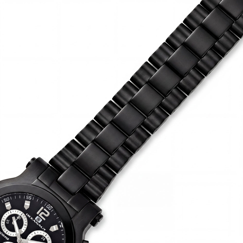 Oceanaut OC0828 Baccara XL Reloj cronógrafo de acero inoxidable negro para hombre, resistente al agua 50M, movimiento de cuarzo de 50mm