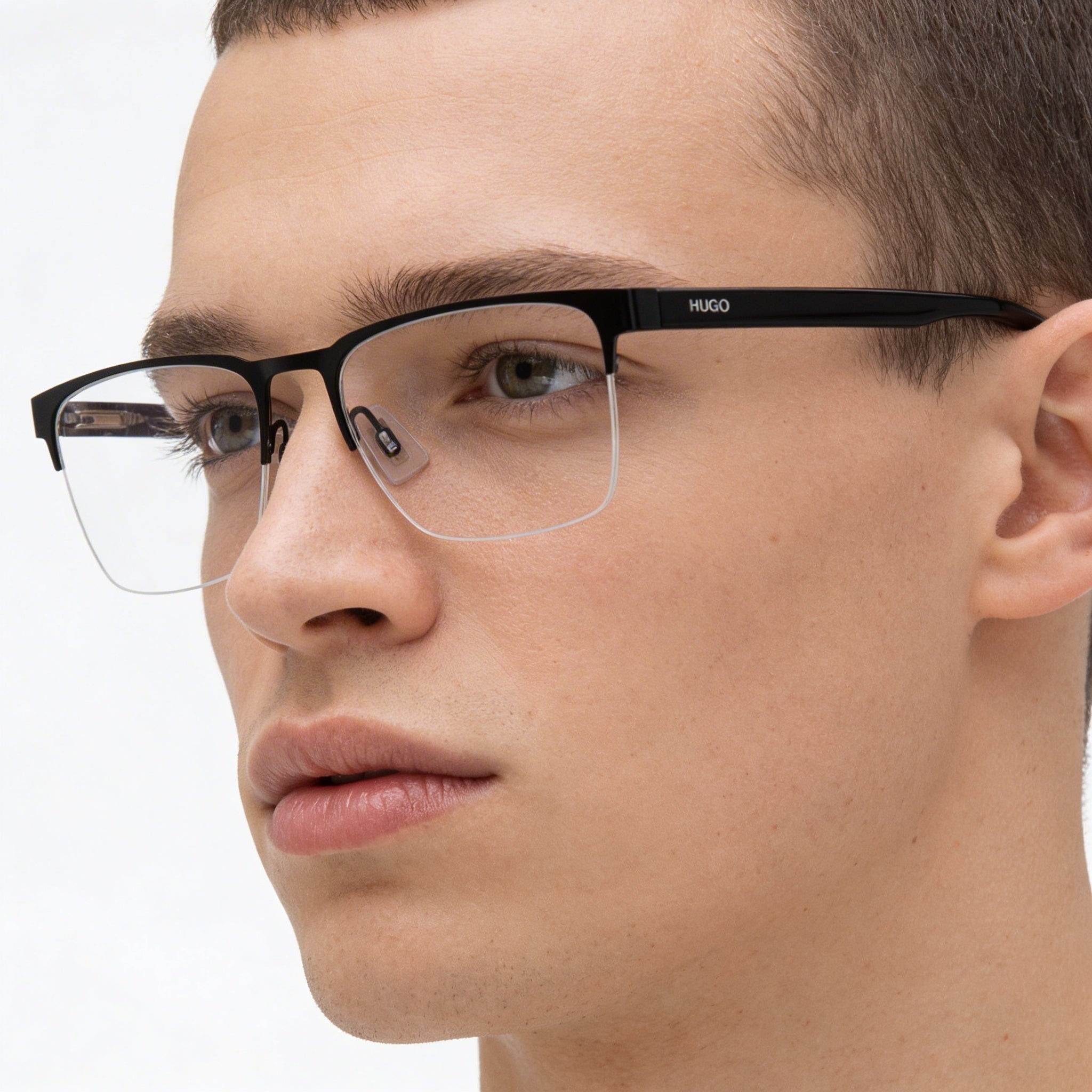 HUGO HG 1076 Unisex Rectangular Alloy Steel Matte Black Non- Eyeglasses 56mm, Photo 3