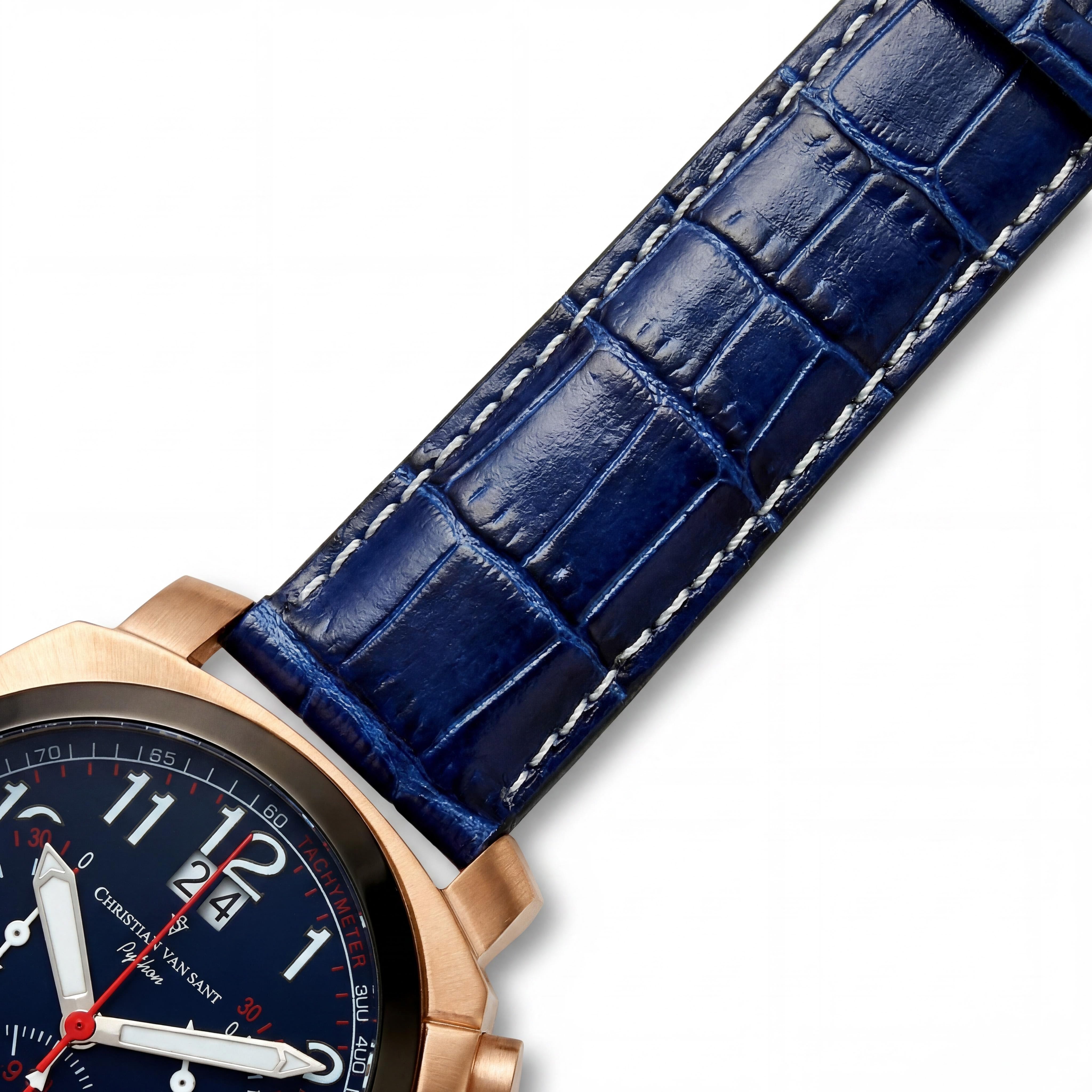 Reloj Cronógrafo de Cuarzo para Hombre Christian Van Sant Grand Python con Esfera Azul y Correa de Cuero, 50mm, Resistente al Agua 100M, Photo 3