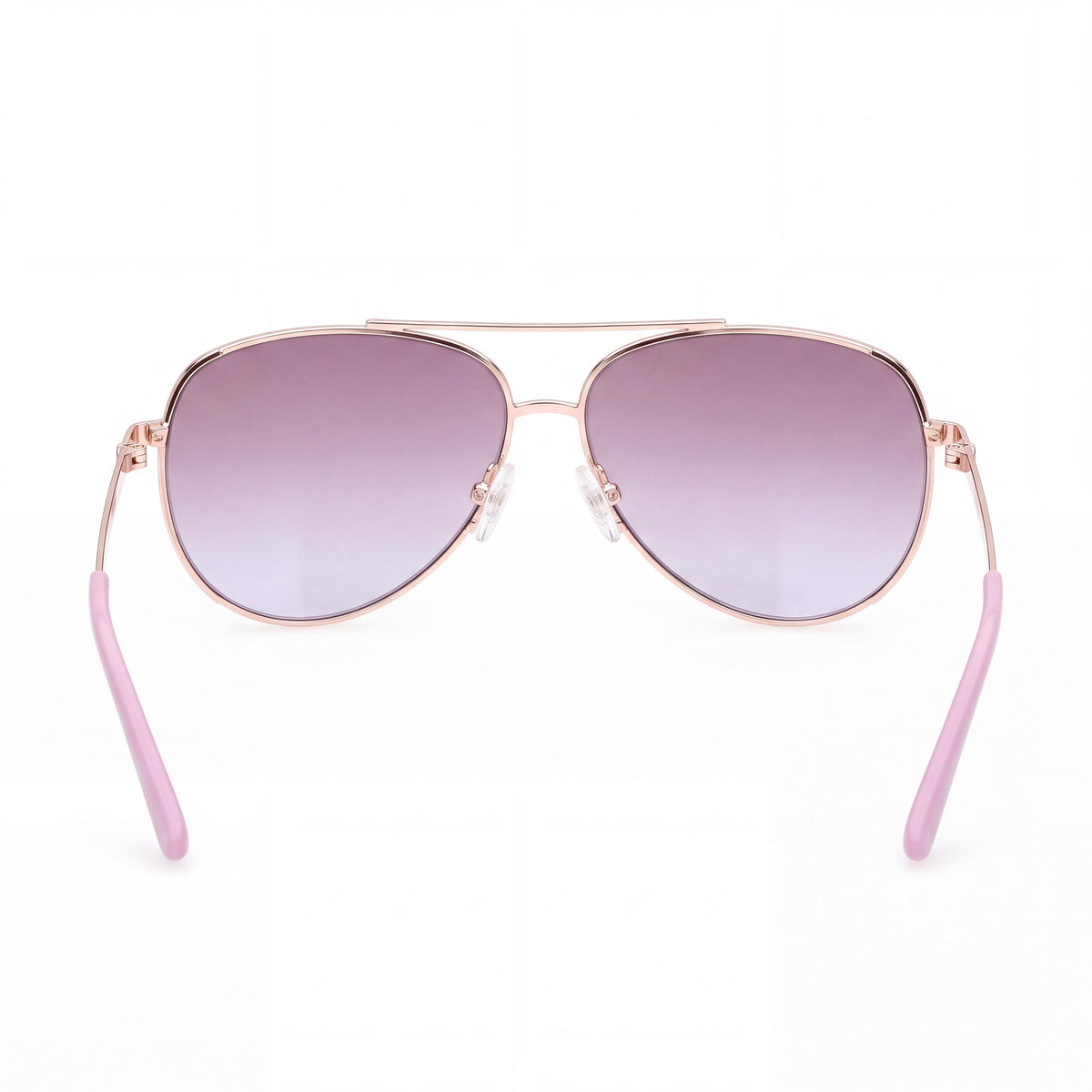 GUESS Women's Aviator Metal Sunglasses, Shiny Rose Gold Frame, Gradient Brown Lenses, 58-12-140, Photo 3
