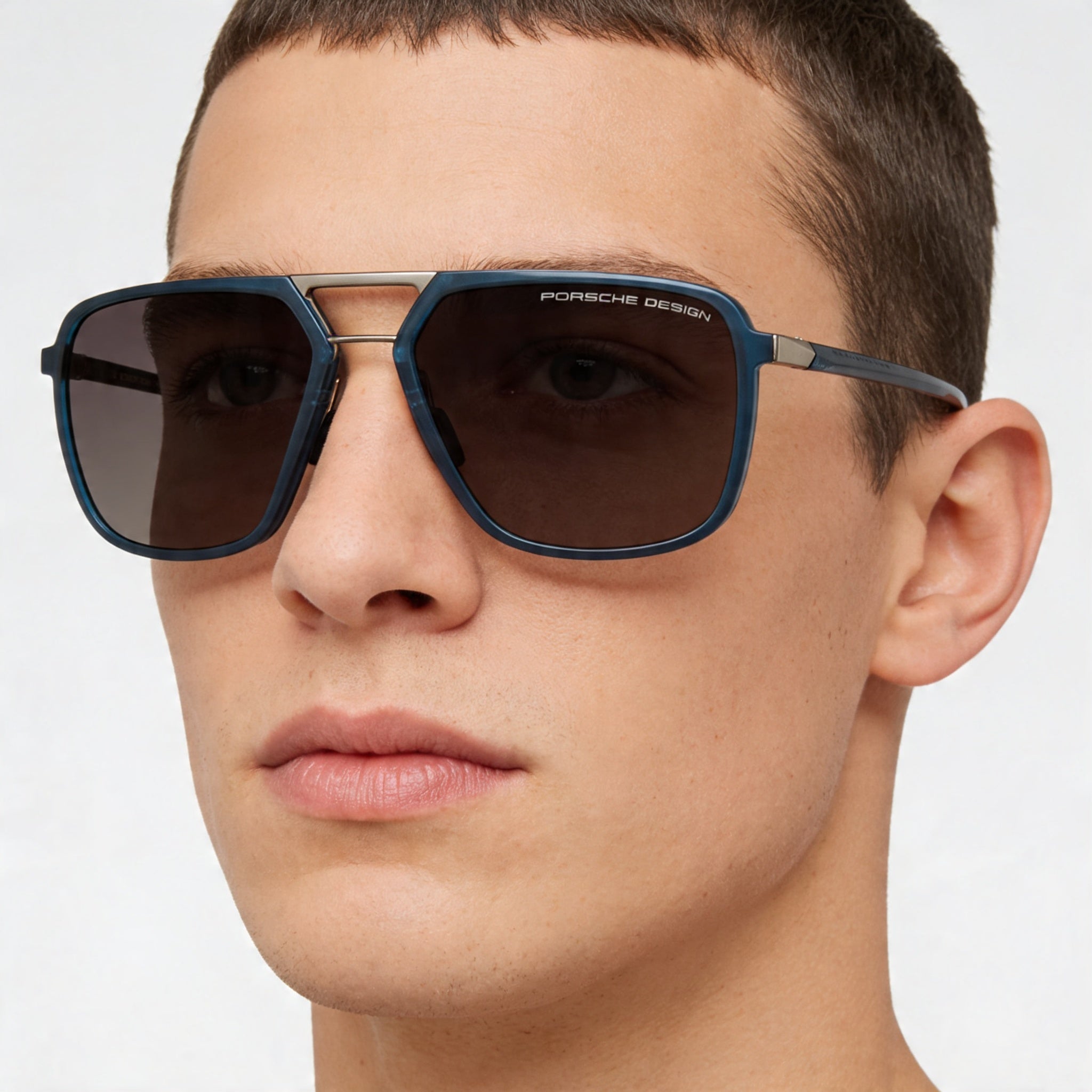 Gafas de sol Porsche Design P8934 modernas para hombre, montura de acetato azul gris, lentes azules sin polarizar con protección UV, 59 mm, Photo 4