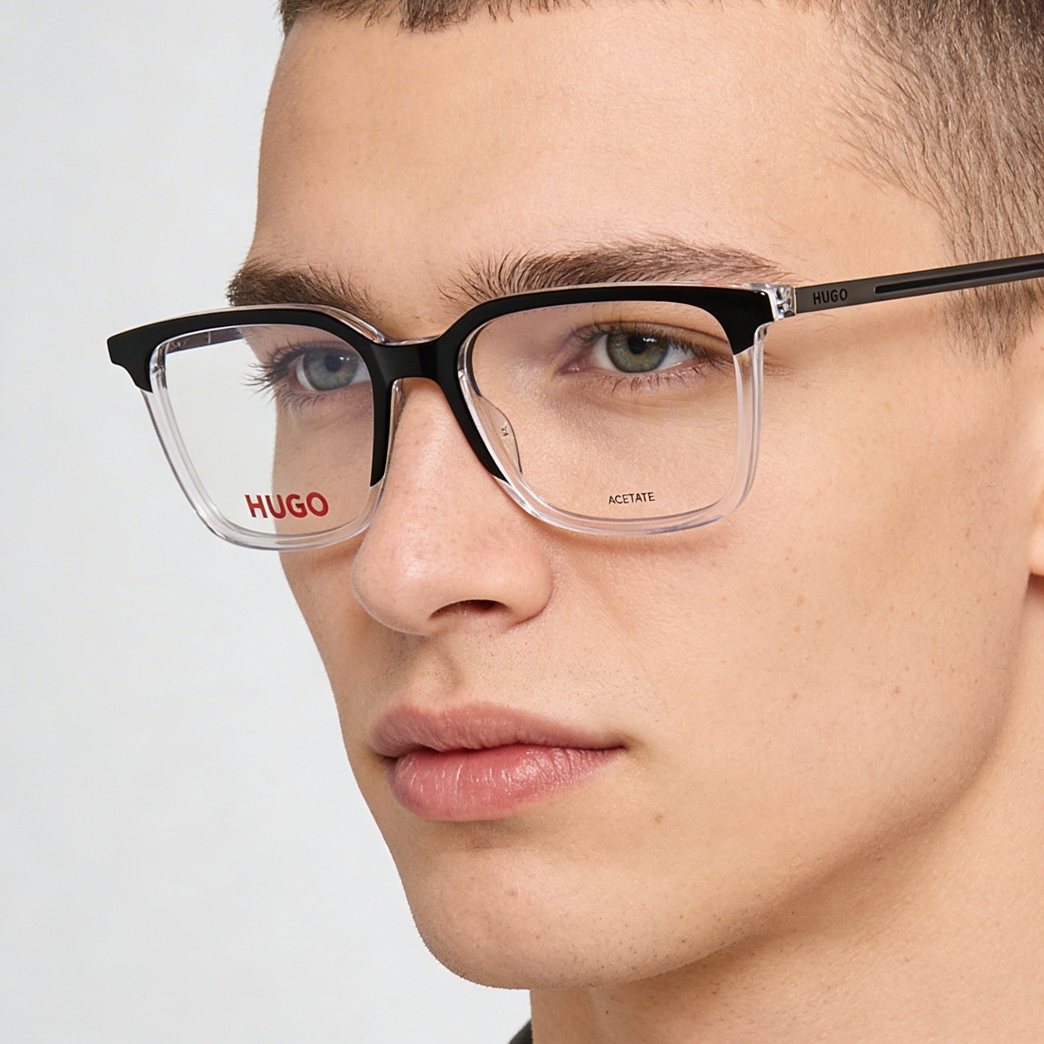 Hugo Boss Modern Unisex Black Crystal Acetate Frame Polycarbonate Eyewear 53mm, Photo 4
