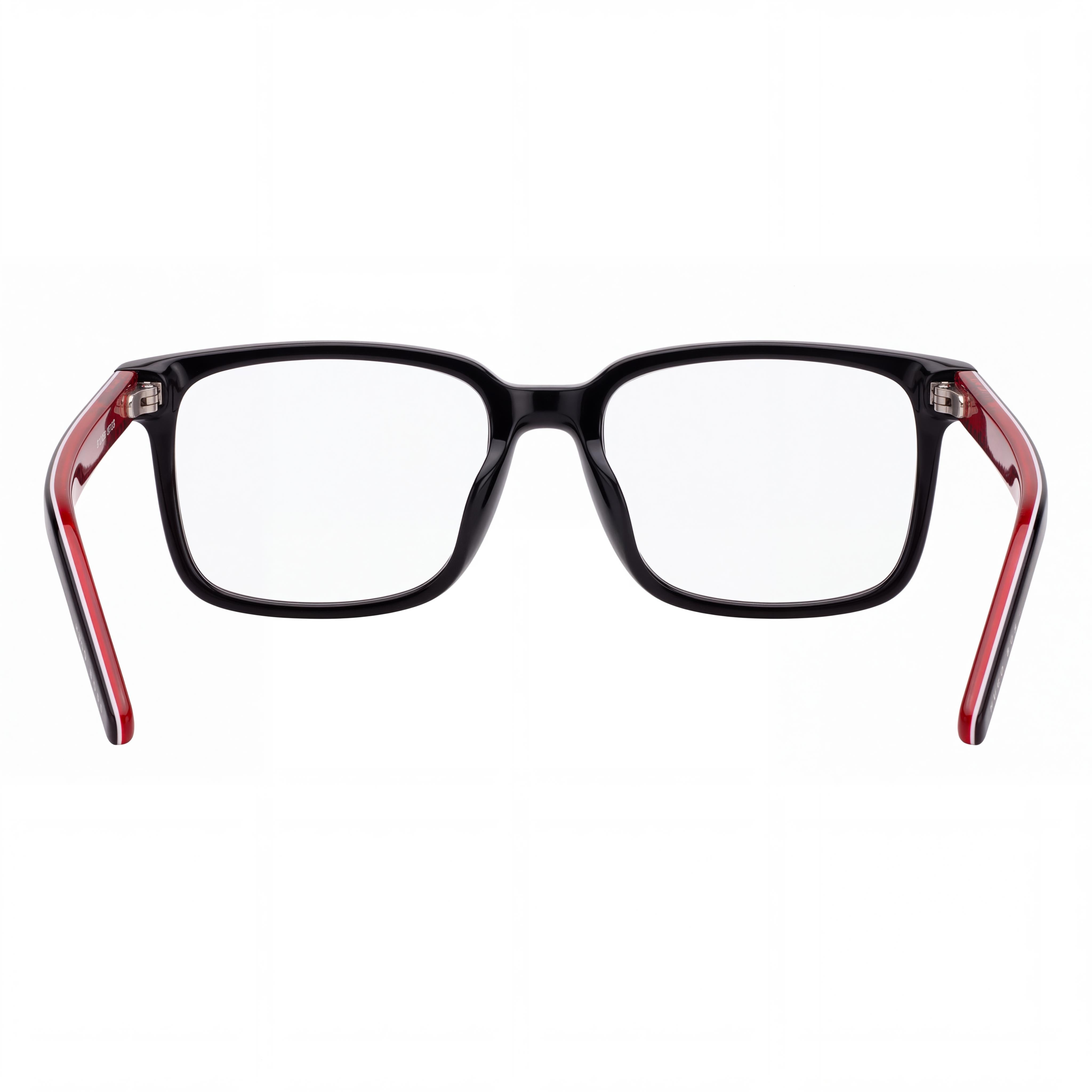 HUGO Rectangular Square Unisex Acetate Eyewear Shiny Black Transparent Red 54-16-145mm, Photo 4