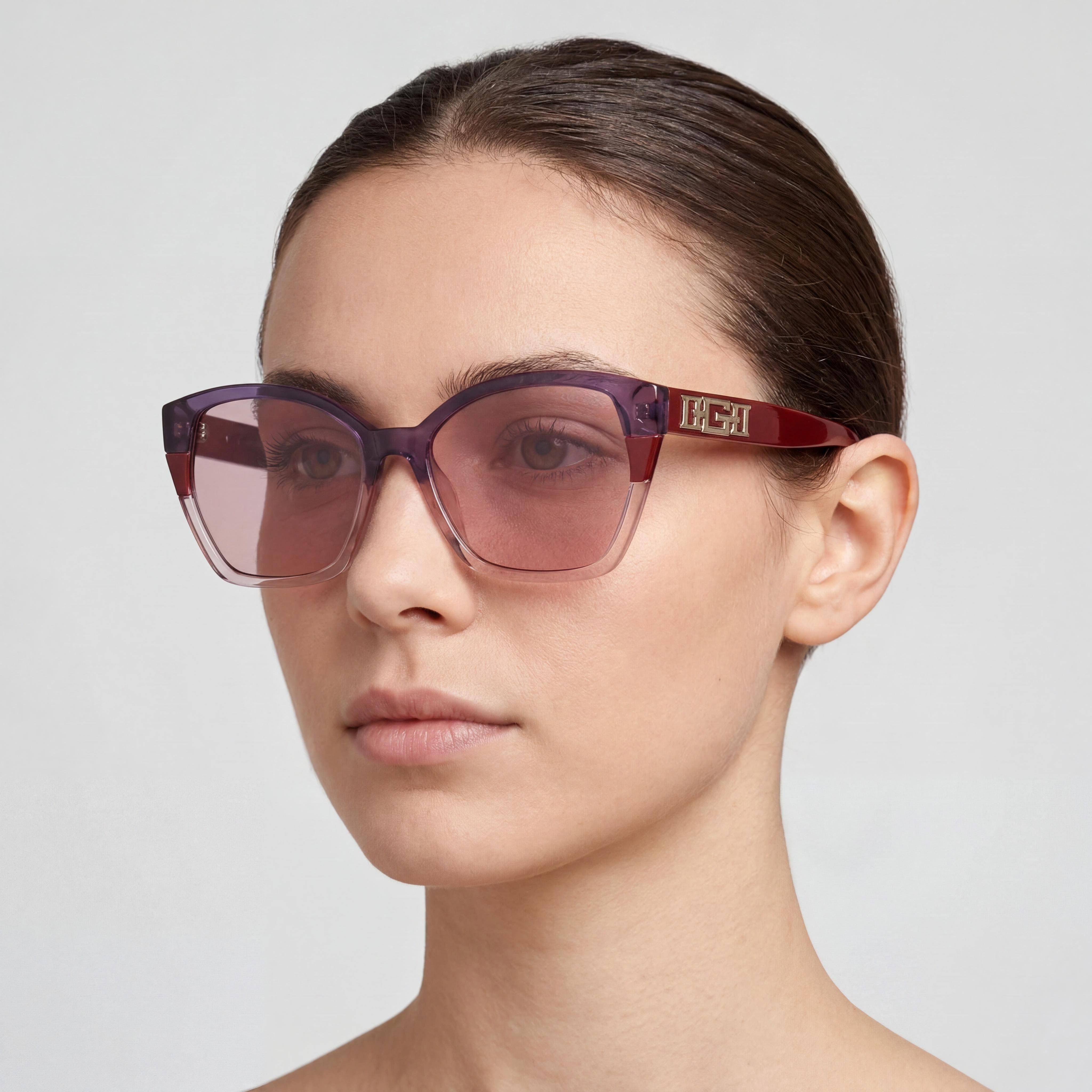 Gafas de Sol GUESS para Mujer con Protección 100% UV, Montura Compuesta Burdeos Multicolor, Lentes de Policarbonato Violeta de 55mm, Photo 5
