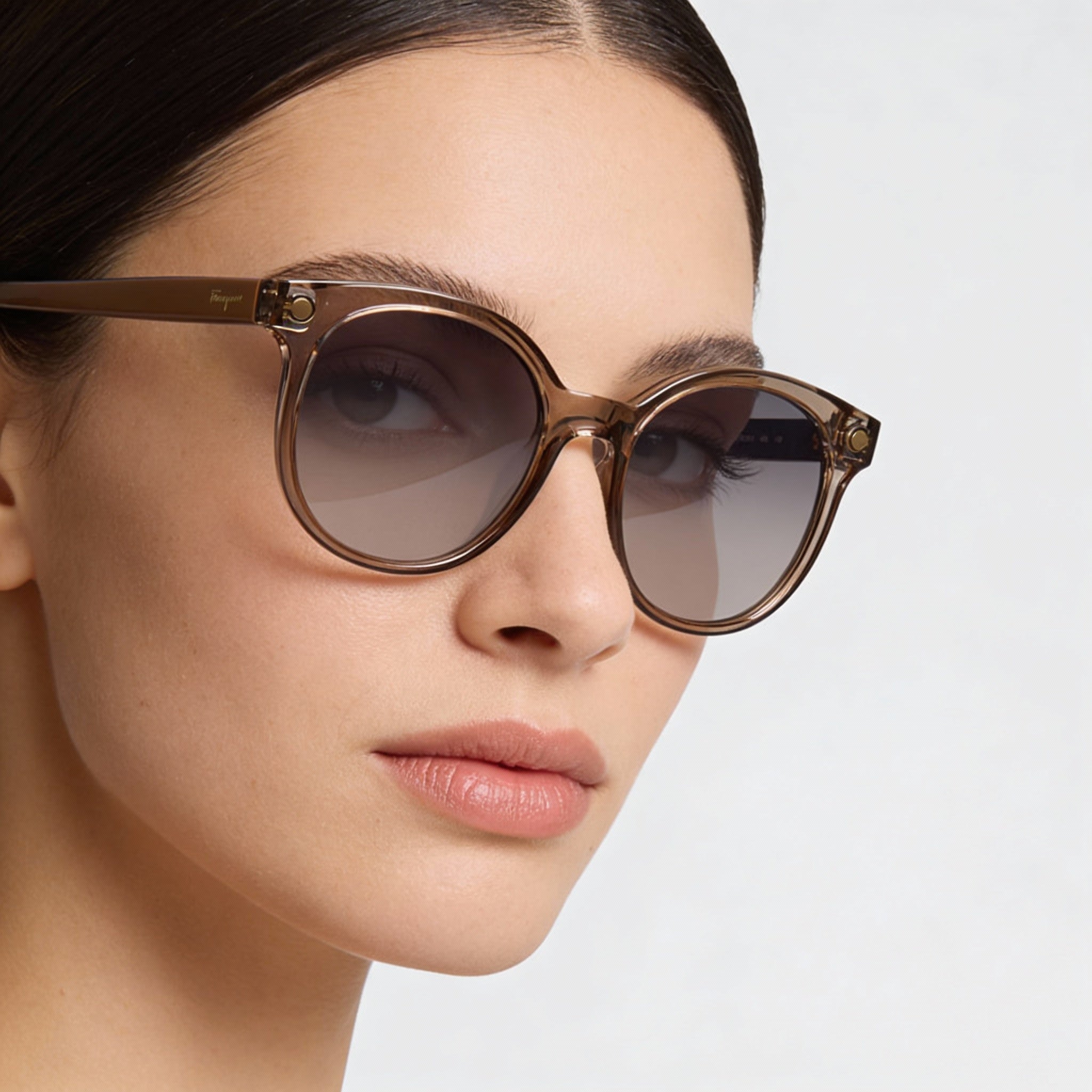 Gafas de sol contemporáneas Salvatore Ferragamo para mujer, montura de metal color nude y cristales grises, protección UV, no polarizadas, 53 mm, Photo 4