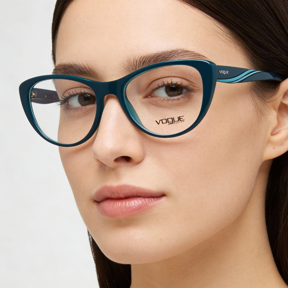 Vogue Eyewear Vo5102 C51 Women's Petroleum Green Transparent Plastic Frame Eyeglasses Demo Lens 51mm