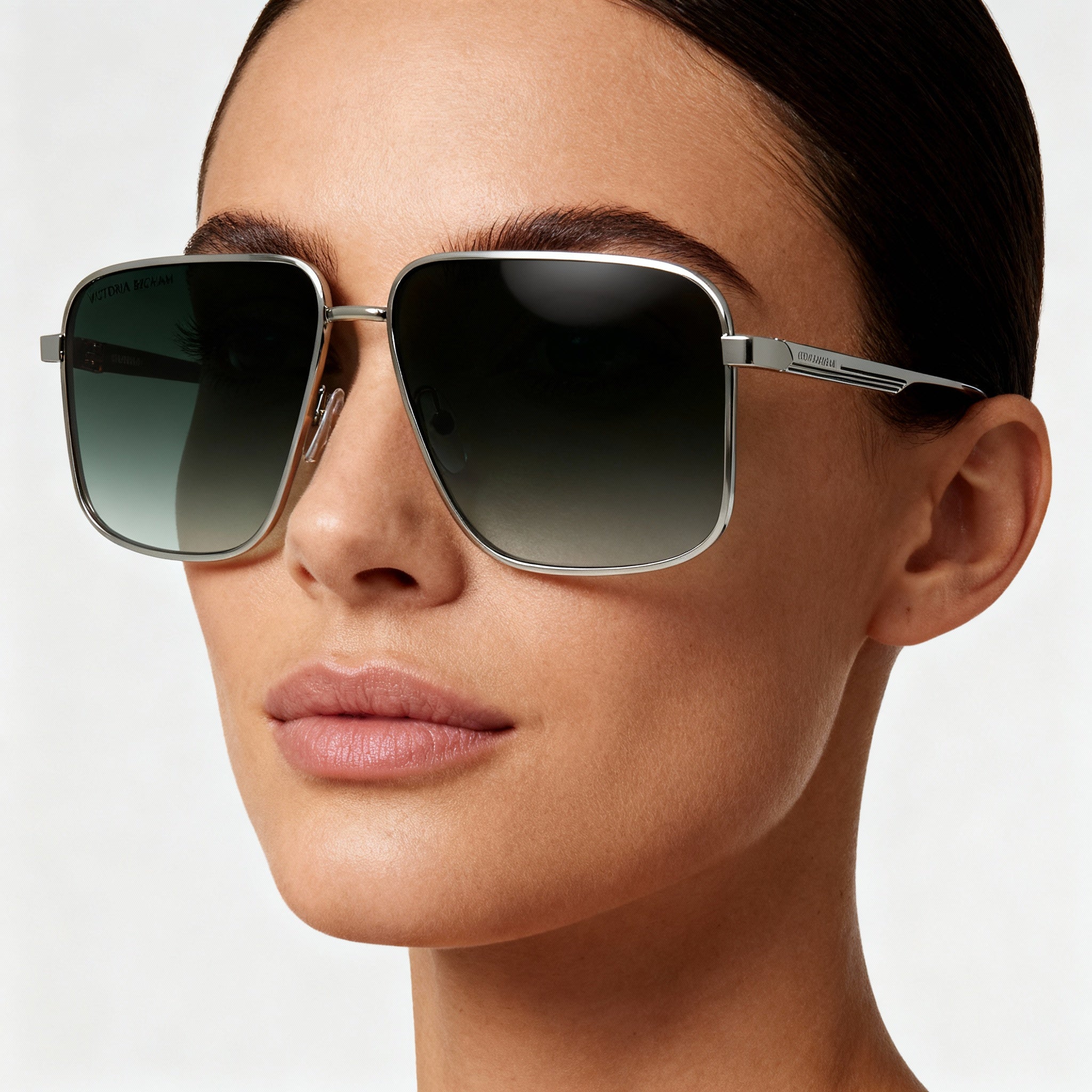 Victoria Beckham Women's Modern VB243S Metal Sunglasses Silver Green Gradient Non-Polarized 57mm, Photo 5