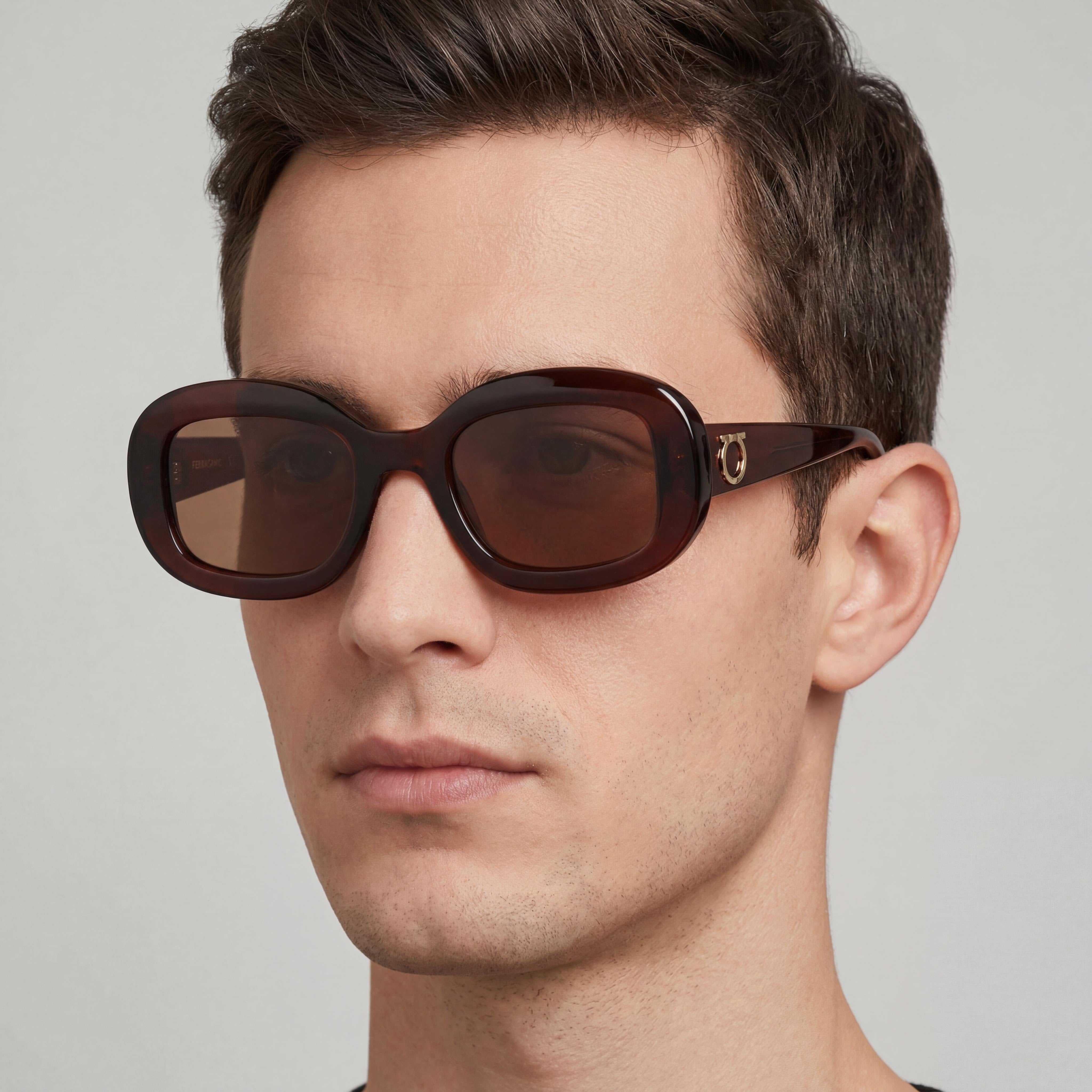 Ferragamo Sf2038se Men's Transparent Brown Titanium Frame Non- Glasses 51mm, Photo 4
