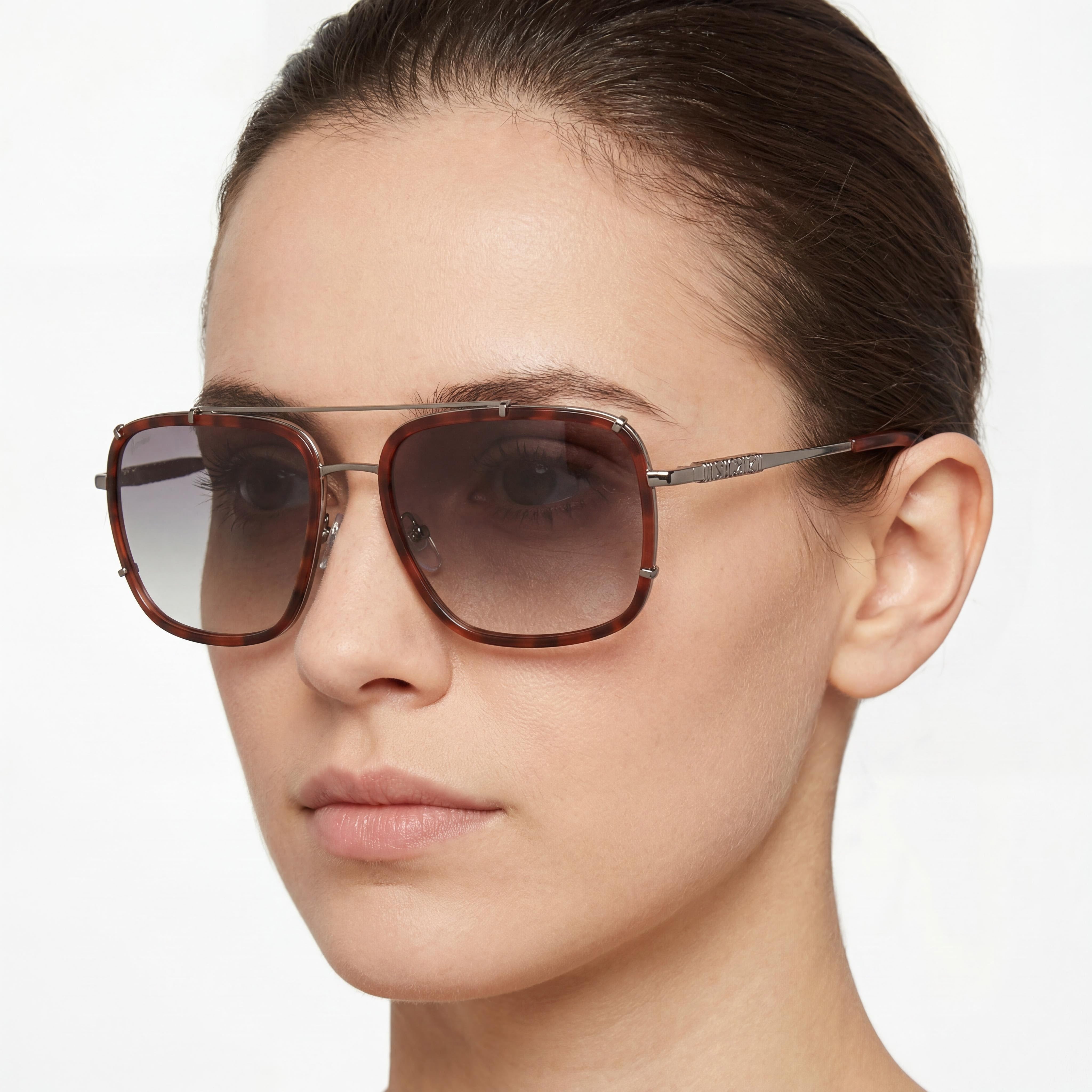 Gafas de sol Just Cavalli casuales para mujer, brillantes, rojas, armazón de metal Habana, protección UV, 58mm, Photo 4