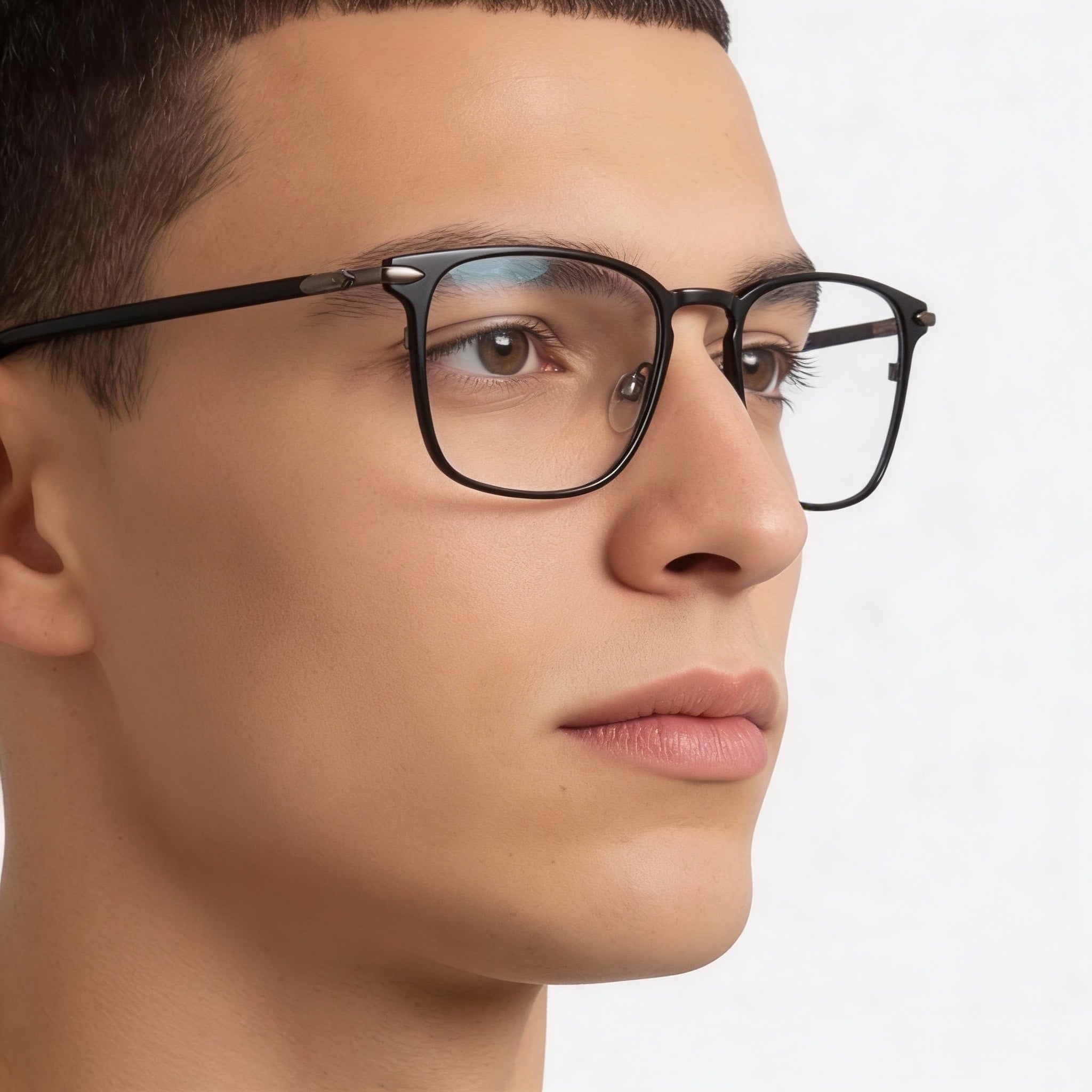 rag & bone Rnb 7015 Men's Matte Black Titanium Optical Eyeglasses with Clear Lenses, Lens Width 51mm, Photo 4