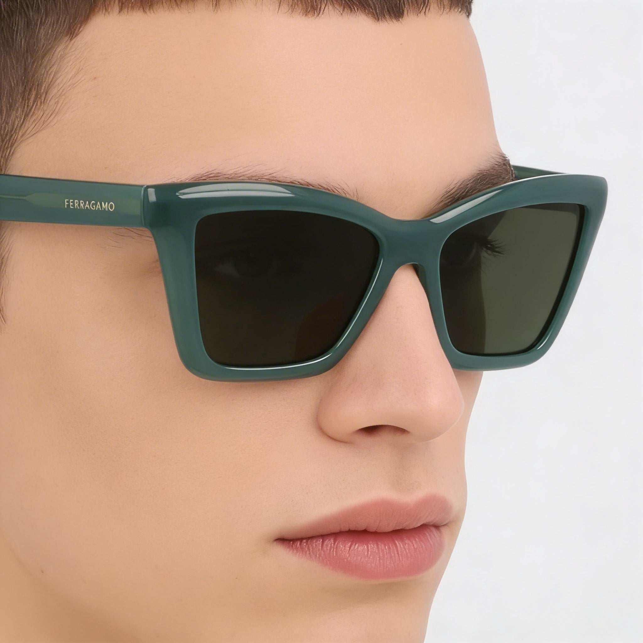 Ferragamo Sf2039se Gafas de sol unisex de acetato verde opalino sólido 53/17/145, Photo 4