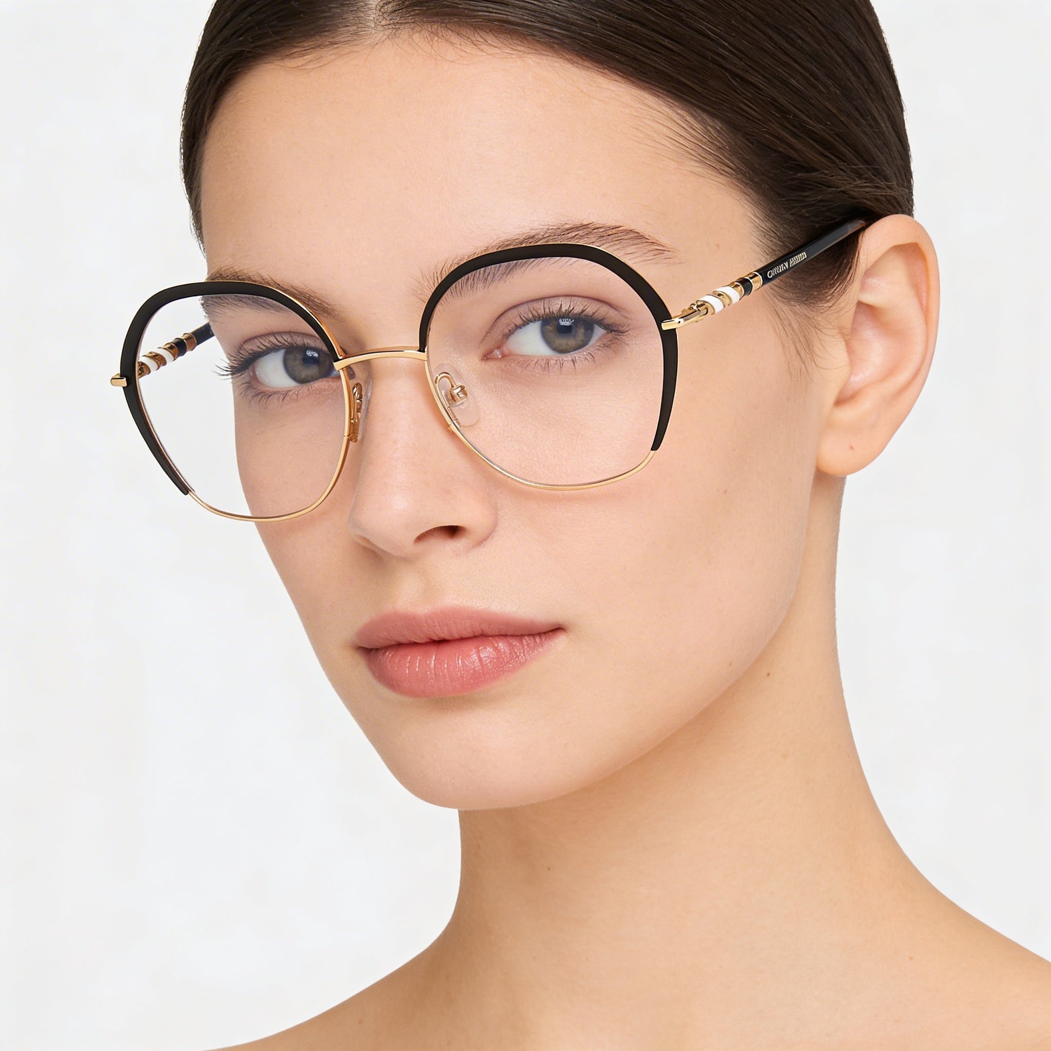 Carolina Herrera Modern Women's Sunglasses with Alloy Steel Frame and Polycarbonate Lenses, Black Gold, 52mm, Photo 3