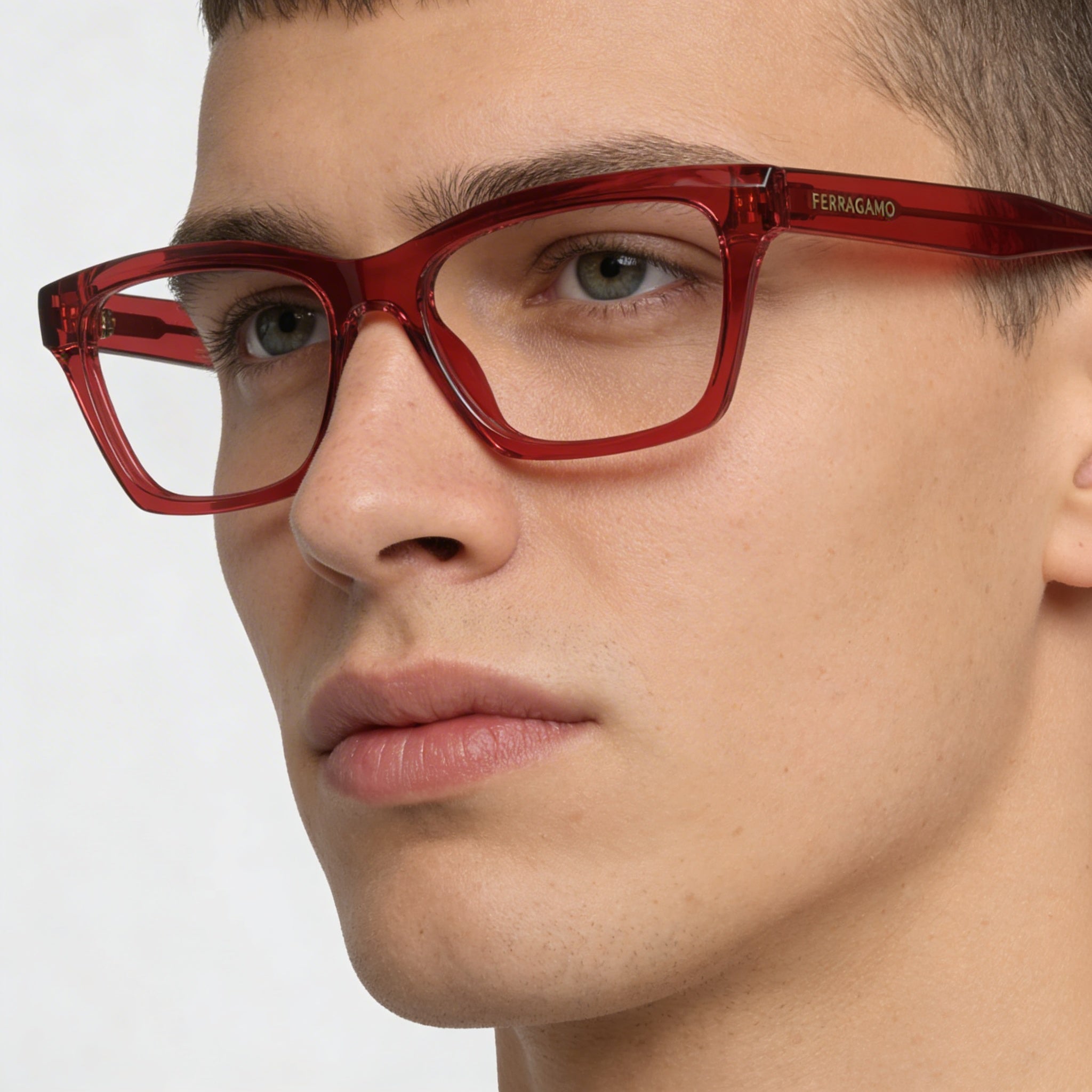 Ferragamo Sf2986 Men’s Transparent Red Acetate Eyeglasses 53, Photo 4