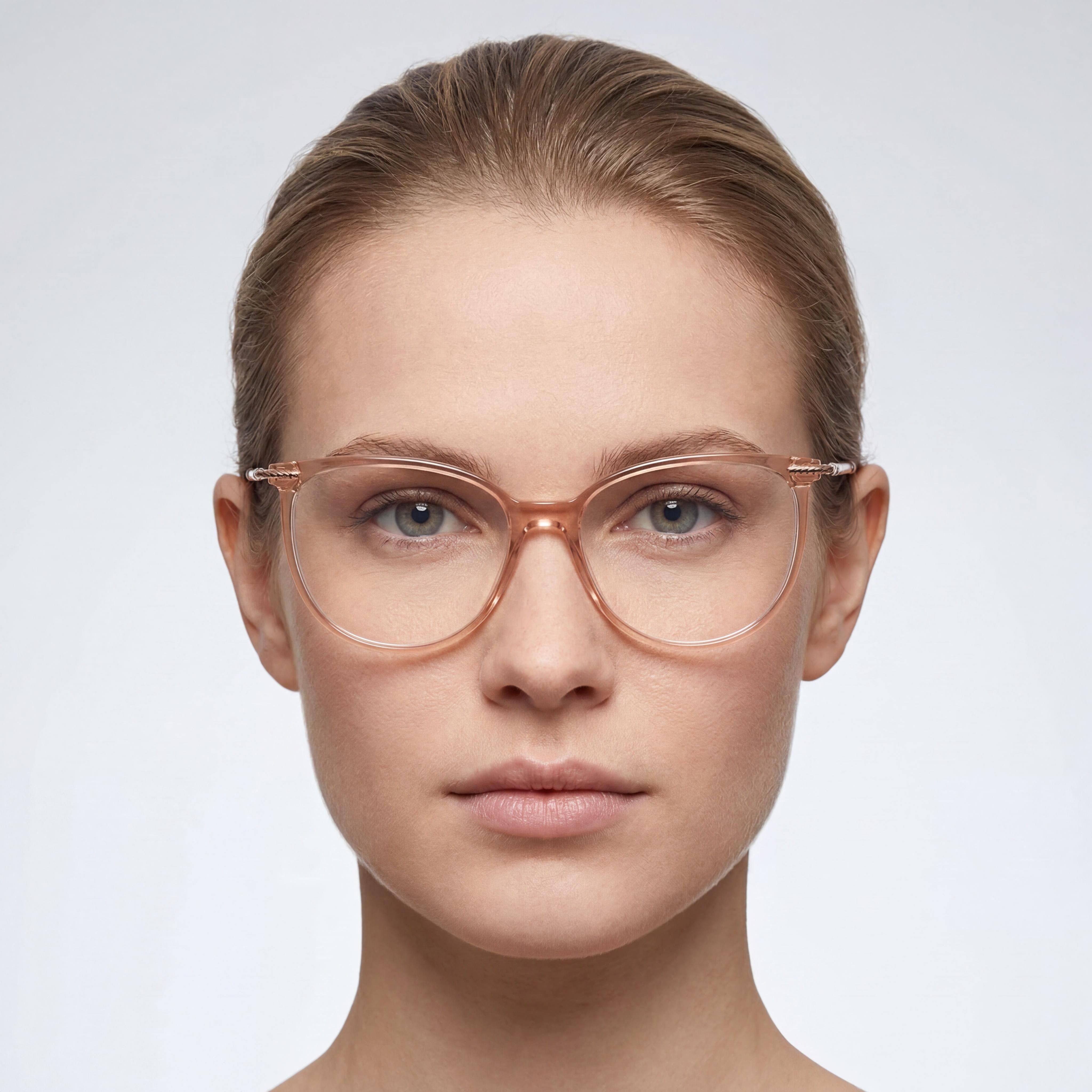 MaxMara MM5050 Casual Women's Beige Plastic Frame Sunglasses with Clear Lenses, 54mm Lens, 15mm Bridge, 135mm Temple, Photo 5