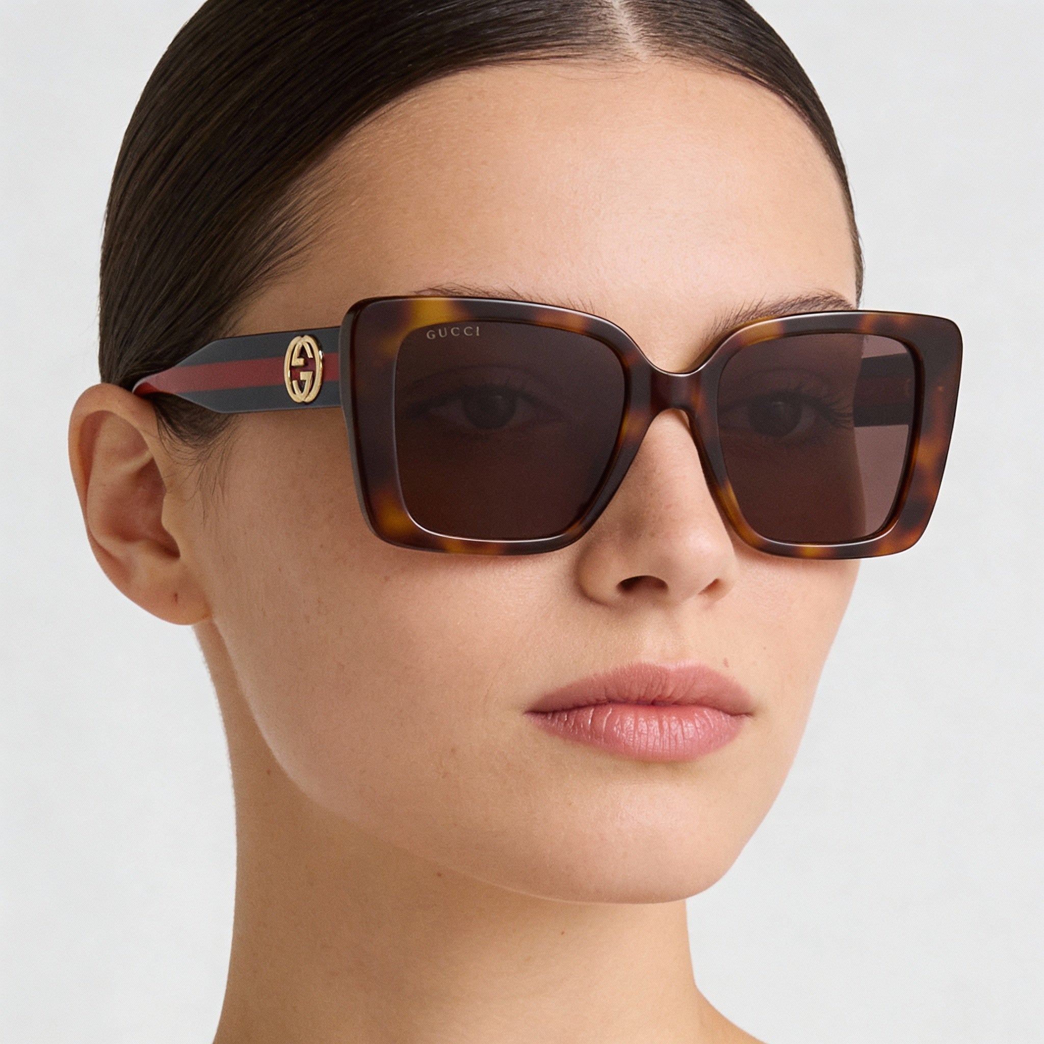 Gafas de sol Gucci GG1861S de plástico con forma de mariposa para mujer, montura azul habana y marrón, lentes marrones de 53 mm, Photo 4