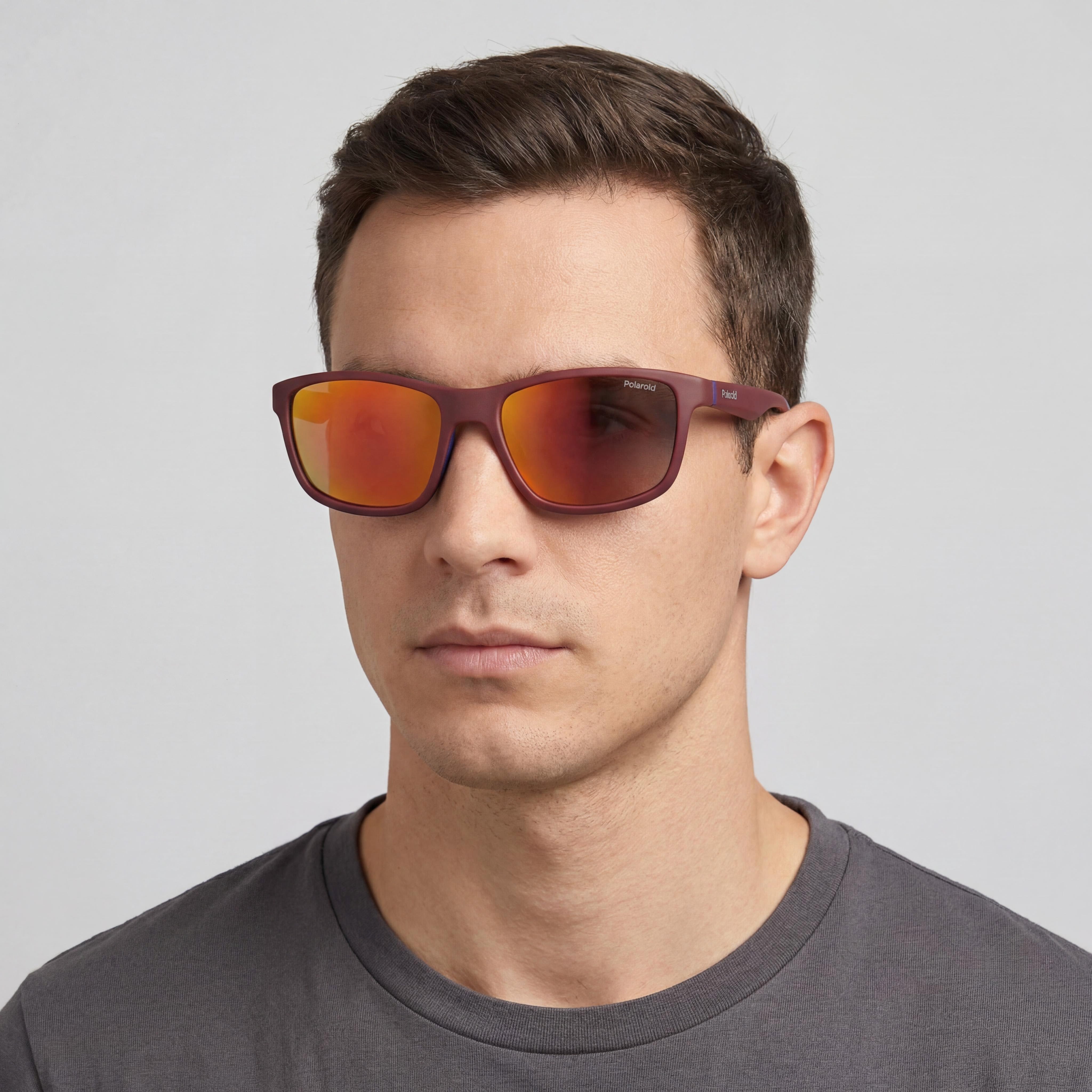 Polaroid Men's Casual Sunglasses with Matte Red Rubber Frame and Polarized Polycarbonate Lenses 58mm, Photo 4