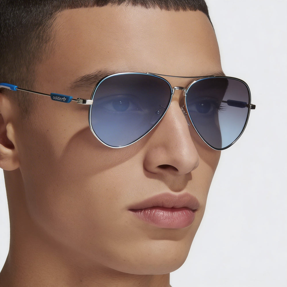 adidas Originals Or0085 Unisex Acetato Azul Claro / Montura Rutenio Claro Lentes UV Azules Espejados No Polarizados 59mm