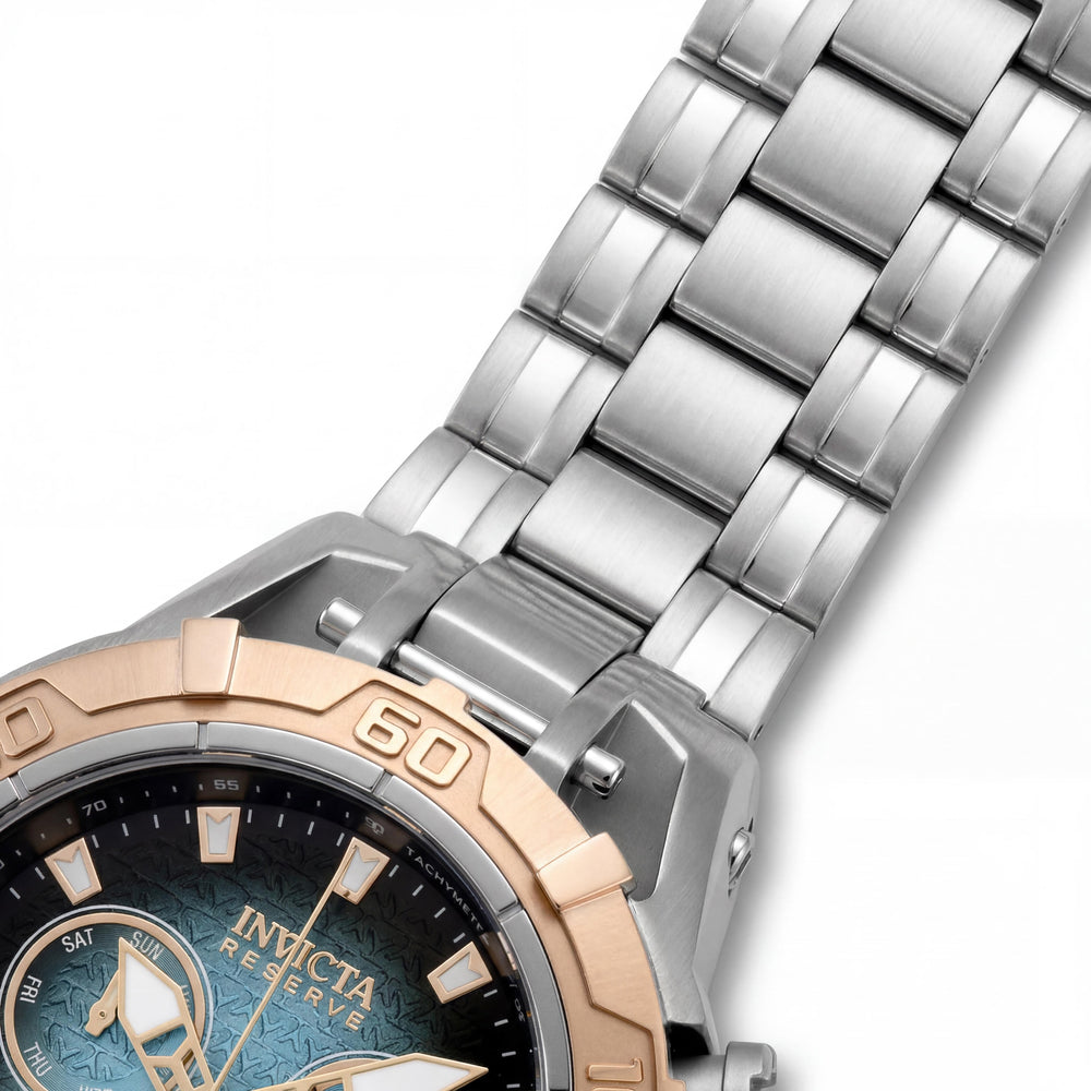 Invicta Reserve Ocean Warrior 47852 Reloj Cronógrafo de Cuarzo de Acero Inoxidable Plateado con Brazalete y Esfera Azul Unisex 54 mm