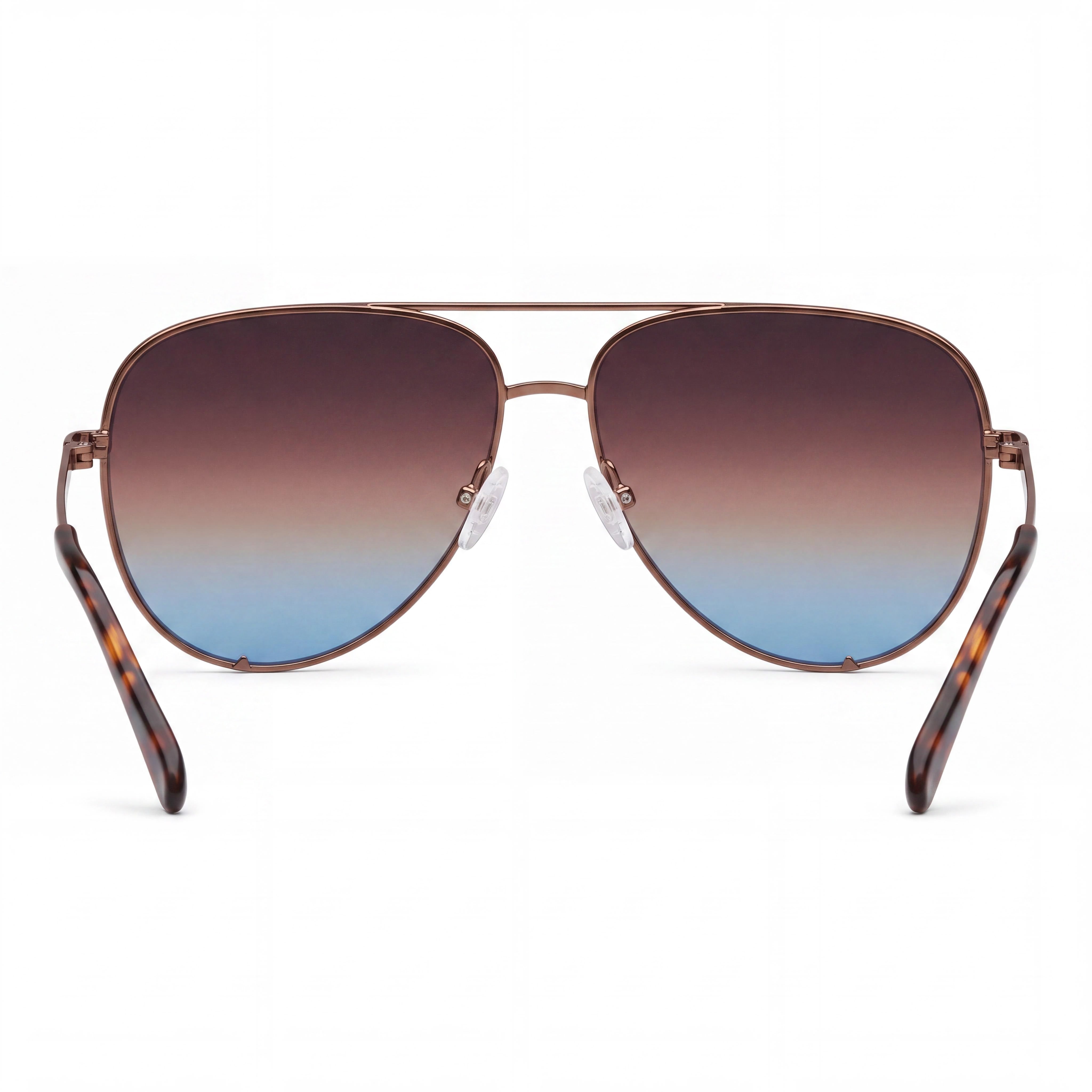 QUAY AUSTRALIA High Key Extra Large Unisex Metal Frame Sunglasses with Chocolate Brown Blue Non-Polarized Lenses & UV Protection, Photo 4