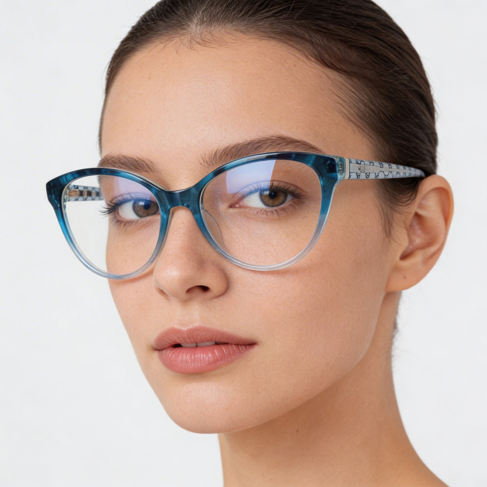 bebe Bb5195 Women's Blue Metal Frame Clear Lenses Eyewear 53-17-135