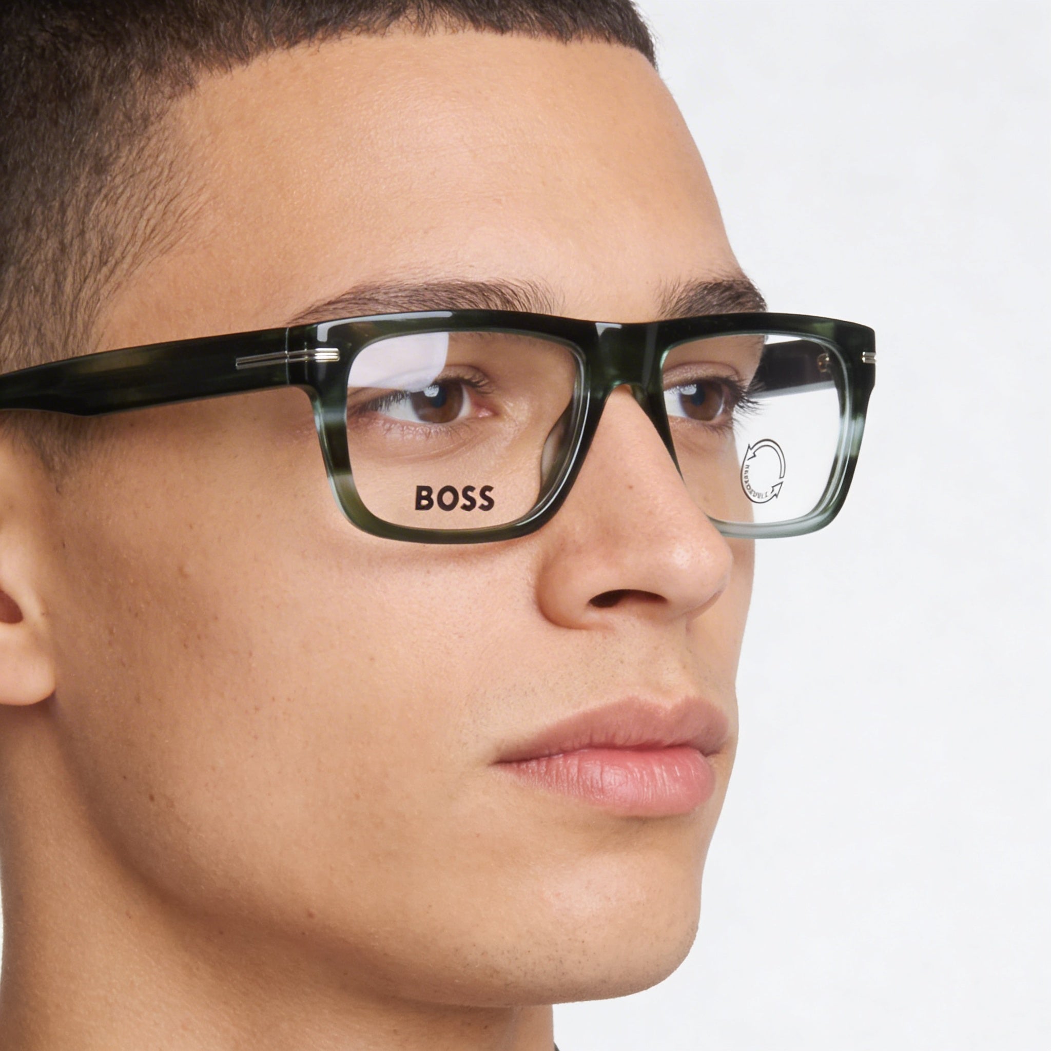 Hugo Boss Modern Unisex Green Horn Acetate Frame with Iridium Acetate Lenses & UV Protection 53mm, Photo 5