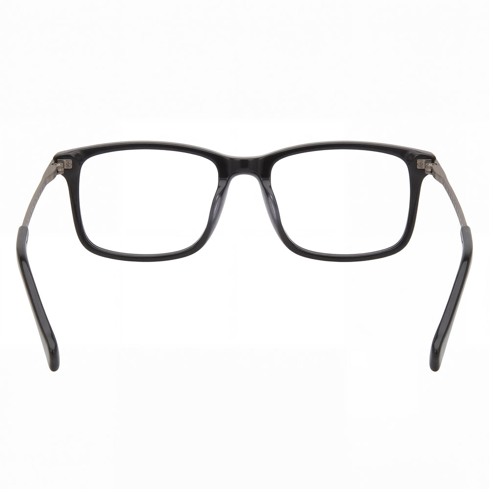 Gafas Lucky Brand VLBD423 para hombre, color negro plateado, montura de plástico completa, rectangulares, 55-18