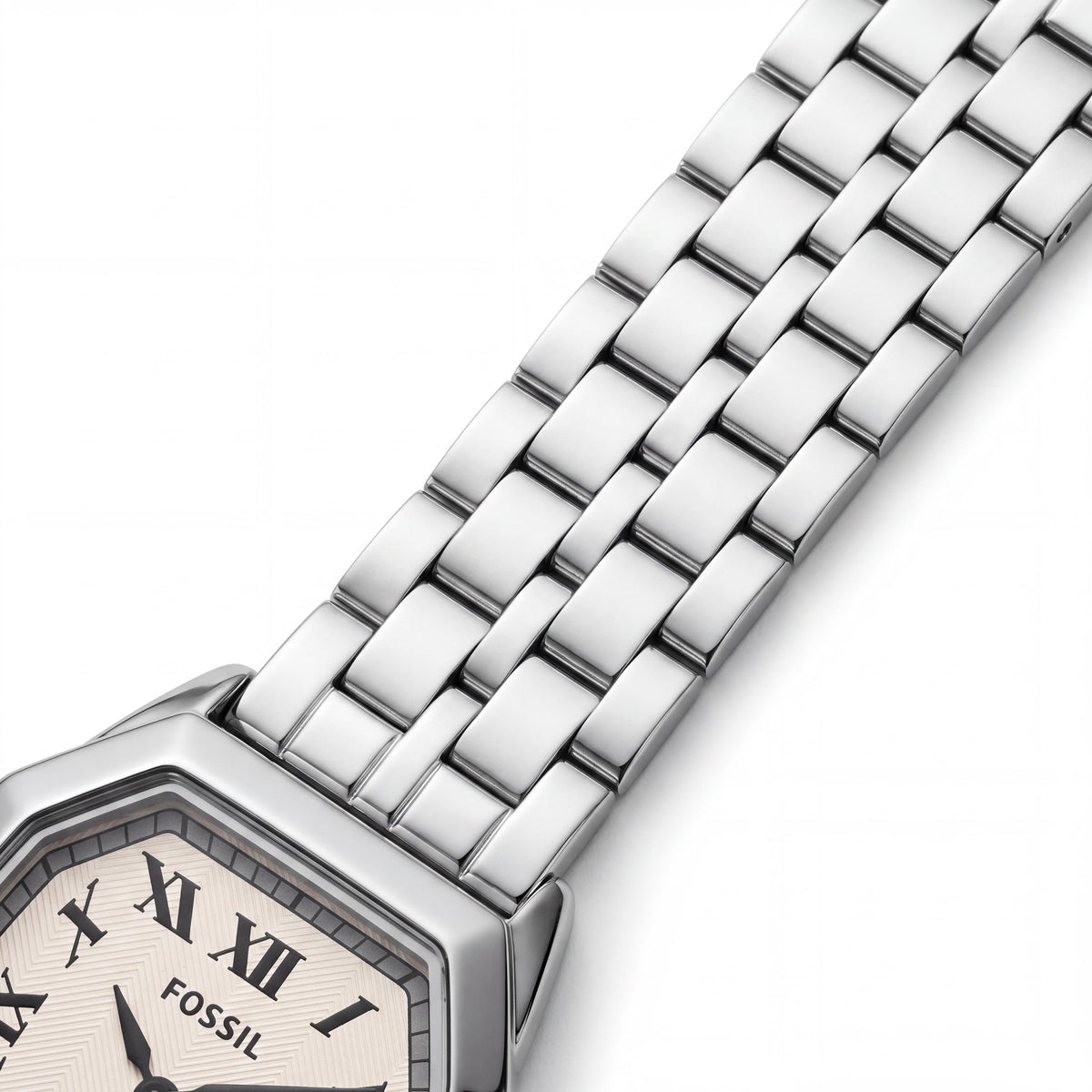 Fossil Harlow Women's Silver-Tone Stainless Steel Octagonal Case Bracelet Watch with Cream Dial, 27mm, Photo 3