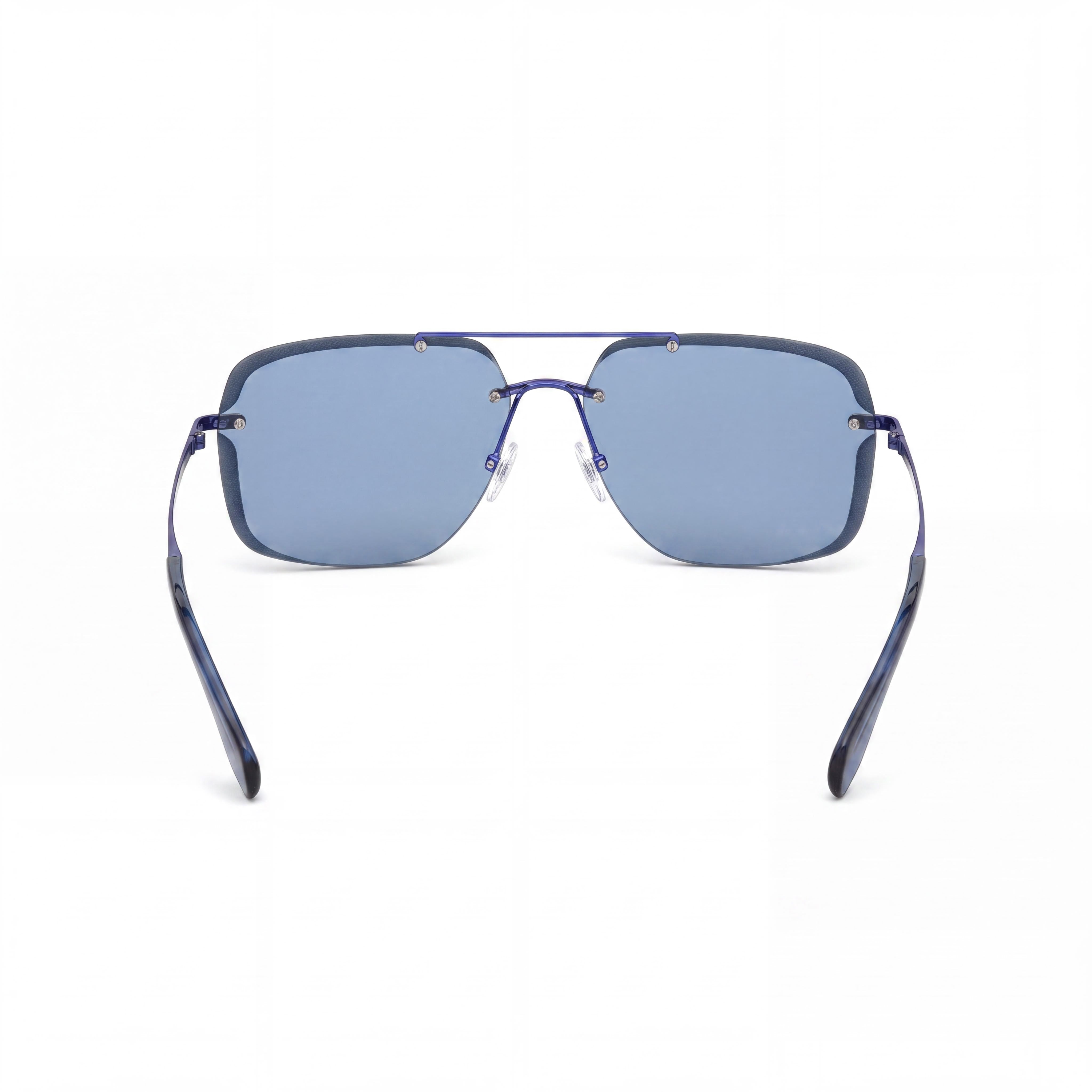adidas Originals Casual Men's Pilot Semi Rimless Metal Shiny Blue Frame Blue Lens Sunglasses 62mm, Photo 3