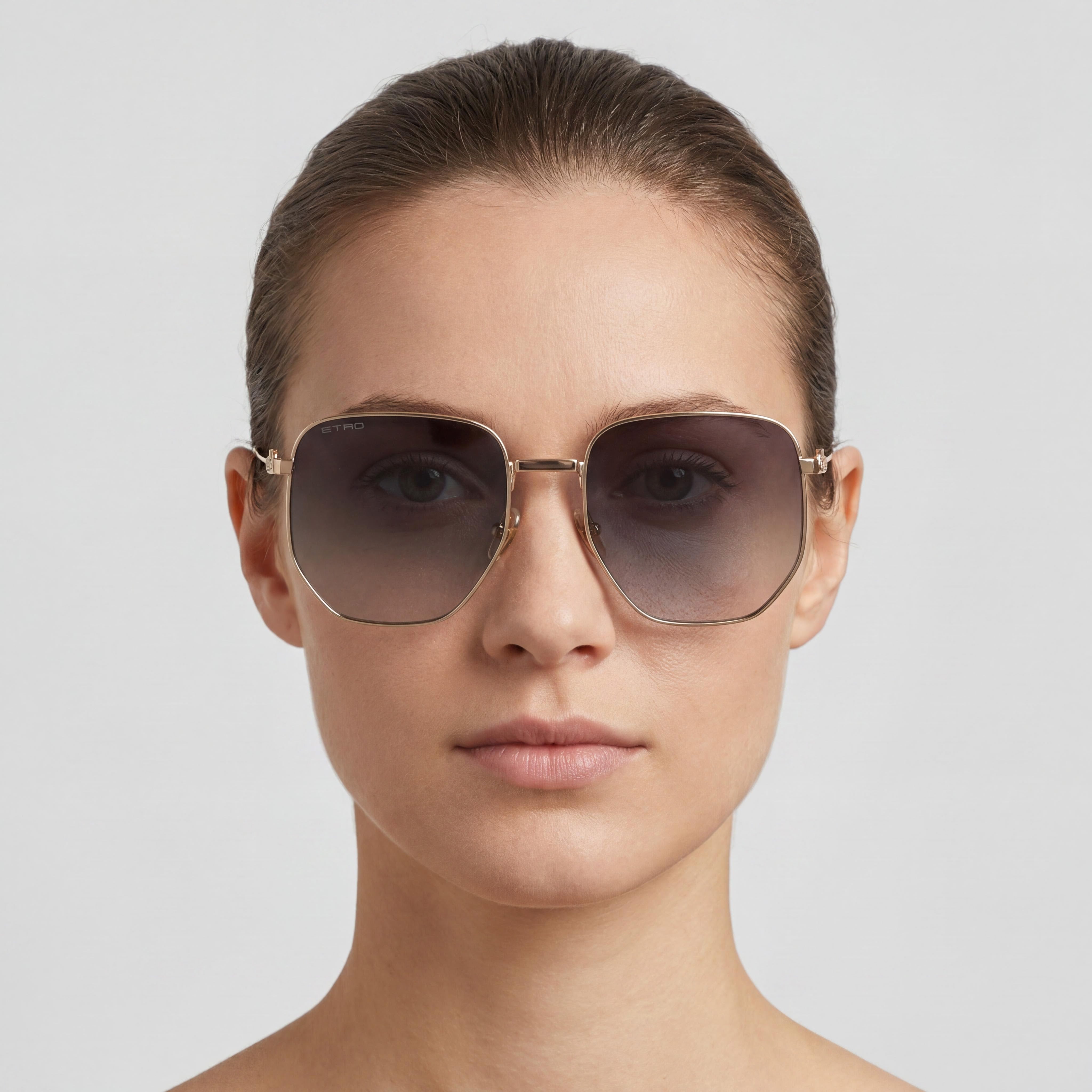 Etro Casual Women's Metal Rose Gold Frame Dark Grey Shaded Lens Sunglasses Lens Width 60mm, Photo 4