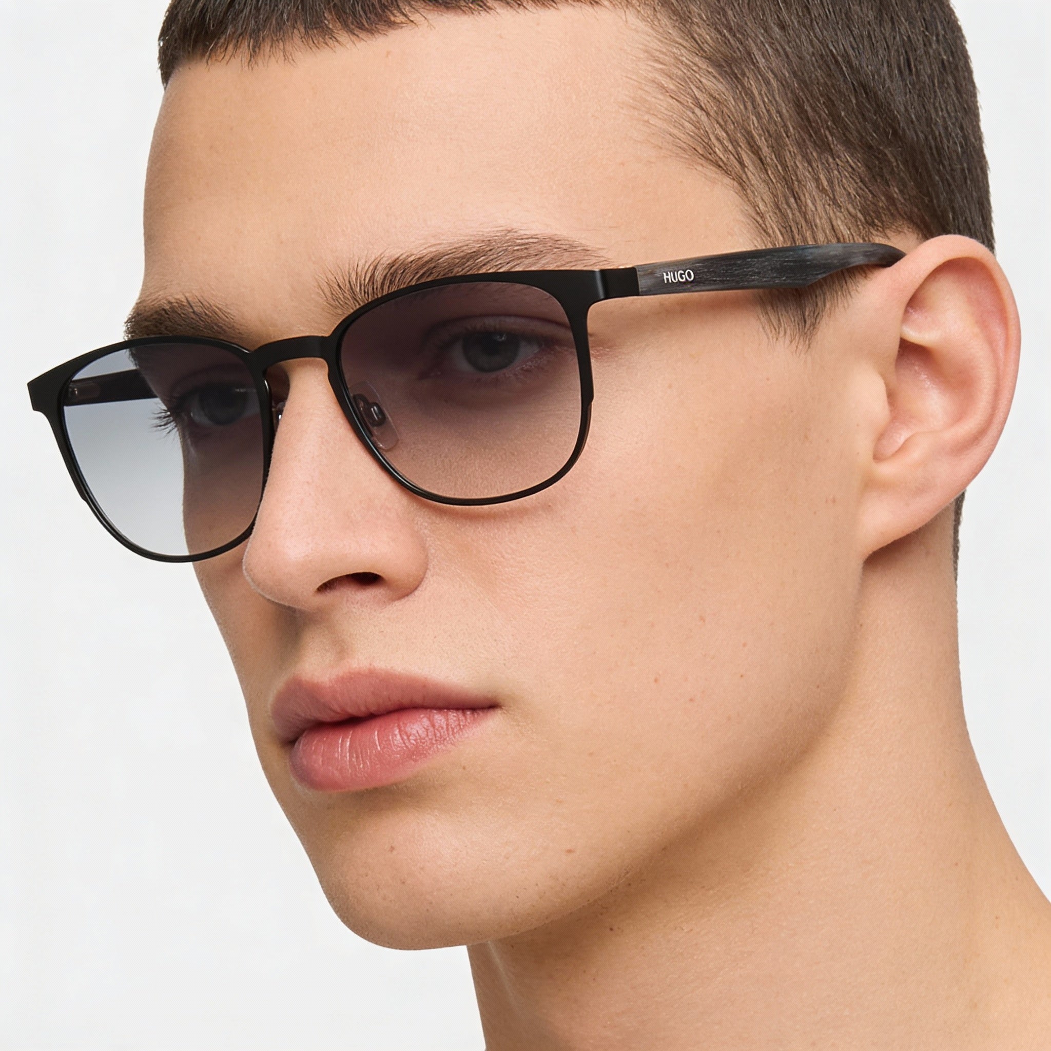 HUGO Hugo 0304 Unisex Matte Black Stainless Steel & Acetate Eyeglasses 53mm, Photo 5