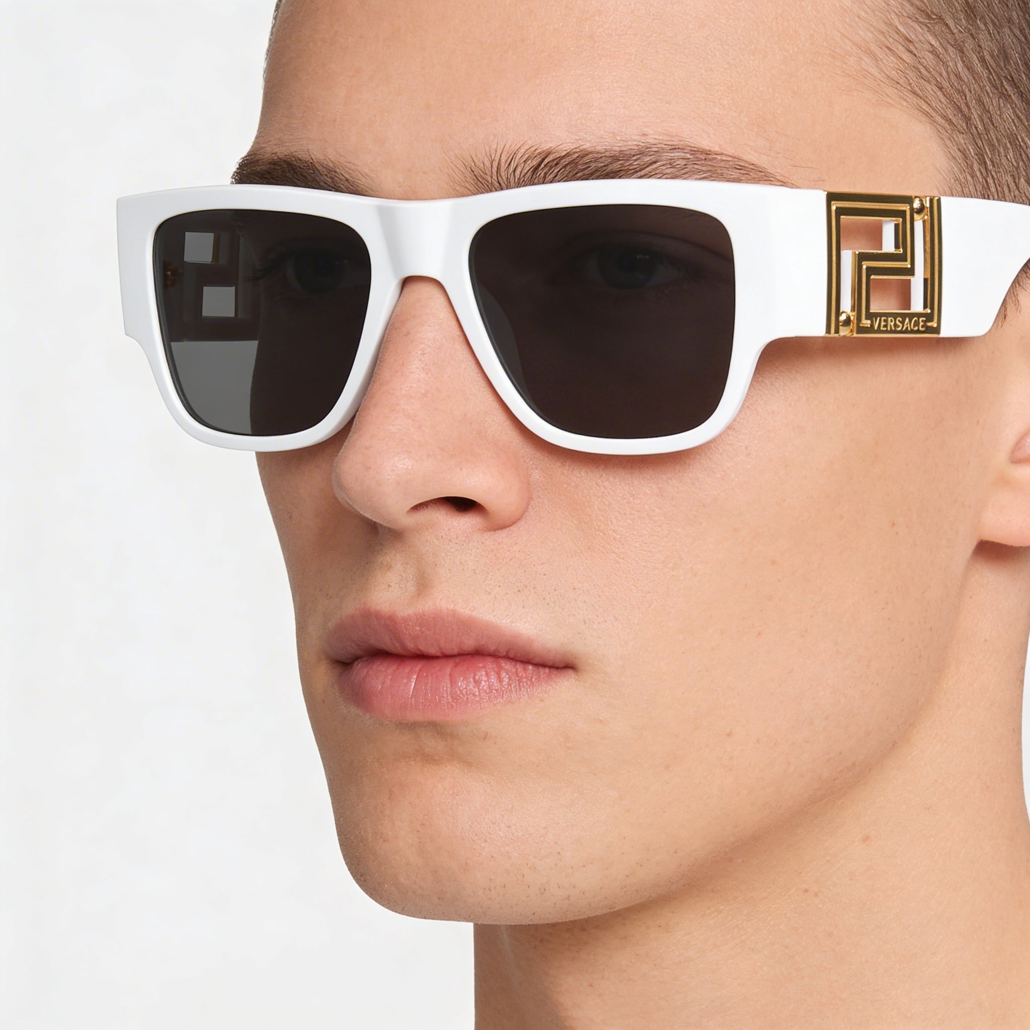 Versace Ve 4403 Unisex Sunglasses, Aluminium Frame White Dark Grey, Dark Grey UV Lenses 57mm, Photo 4