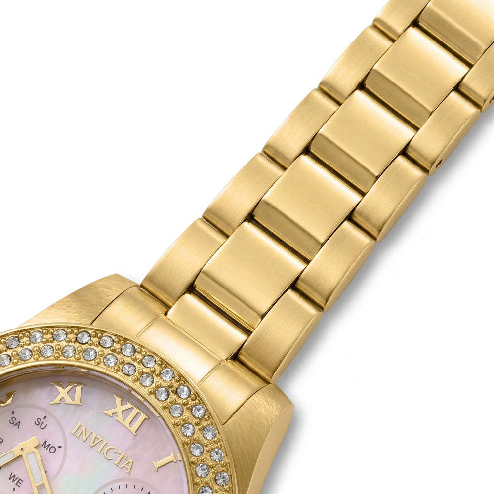 Invicta Angel Quartz Watch 28481 Women's Gold Stainless Steel, Mother of Pearl Dial, Chronograph, Luminous, 34mm