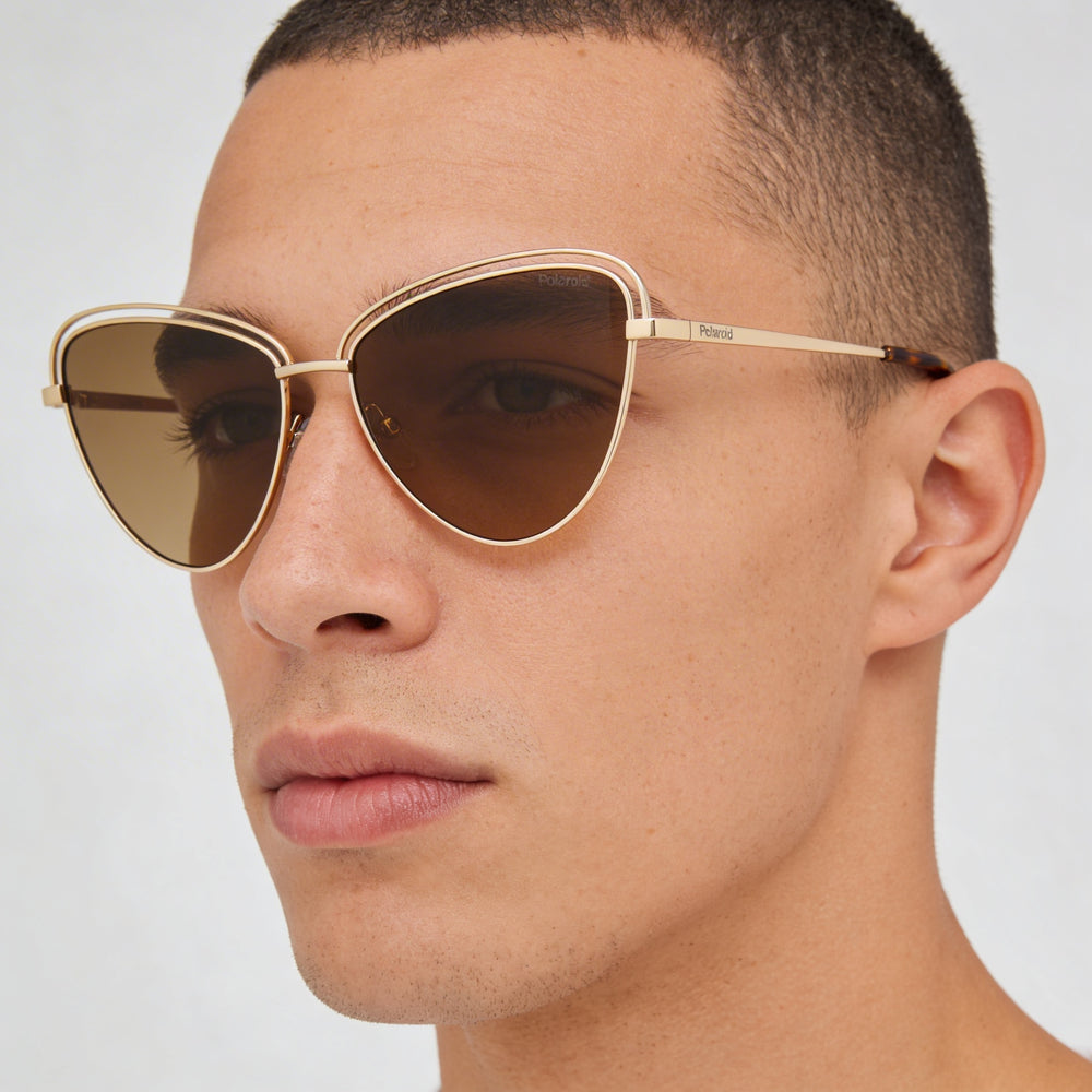 Polaroid Classic Men's Sunglasses with Gold Alloy Steel Frame and Non-Polarized Polycarbonate UV Protection Lenses 57mm