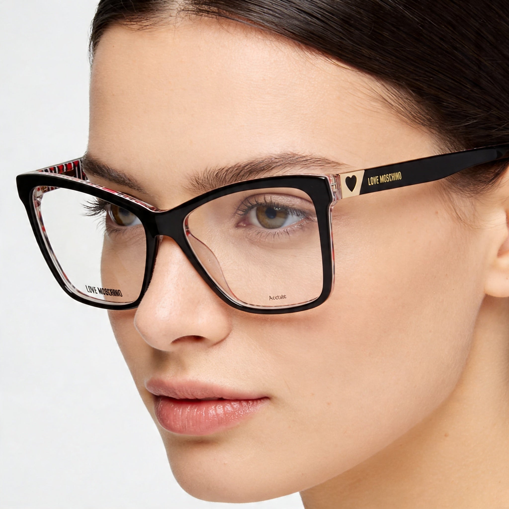 Love Moschino Modern Women's Eyewear: Black Acetate Frames, Polycarbonate Lenses, 54mm Lens Width, Photo 4